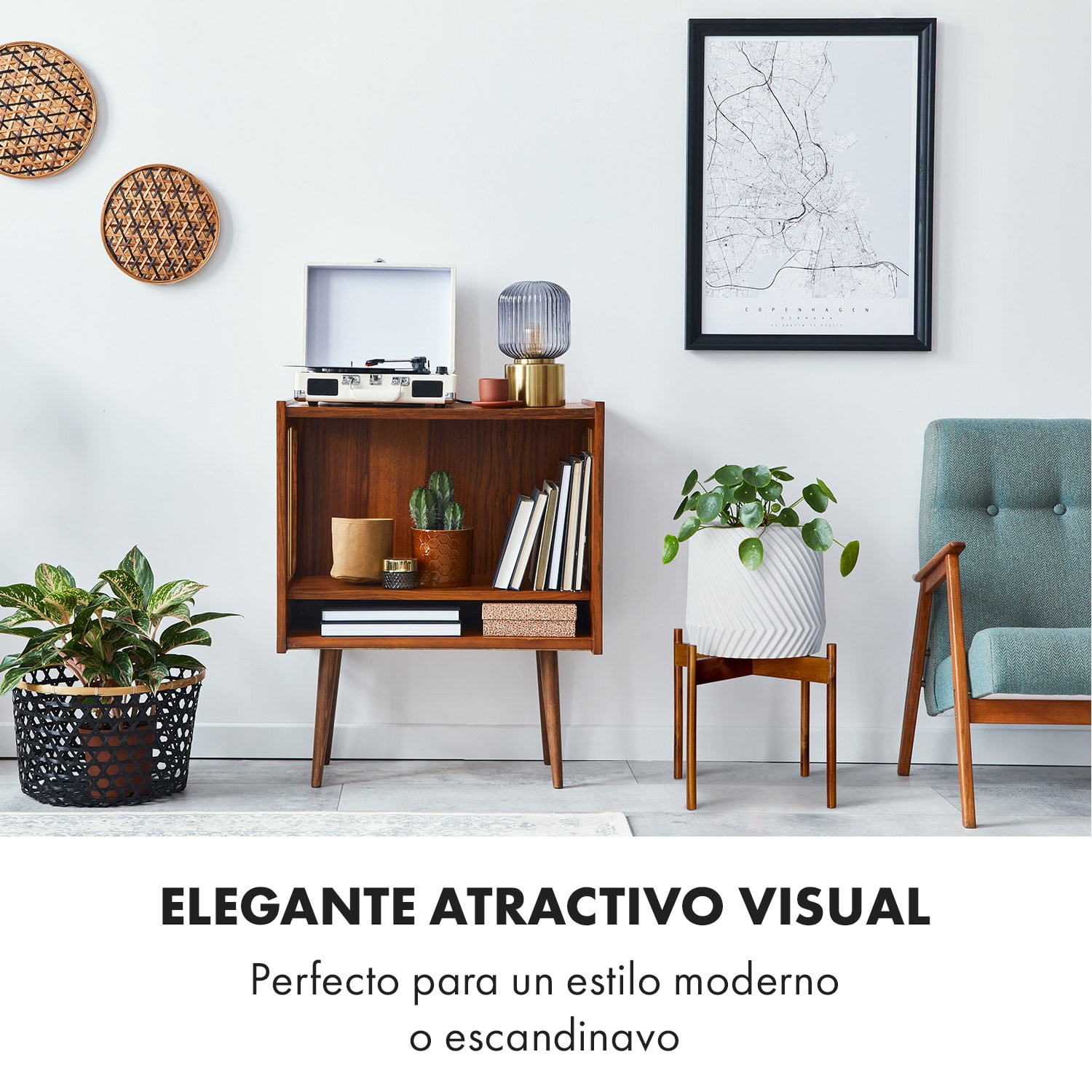 Portaplantas Zeist 2 alturas combinables de diseño insertable acabado natural XL (Ø 38,1 cm) | Acacia