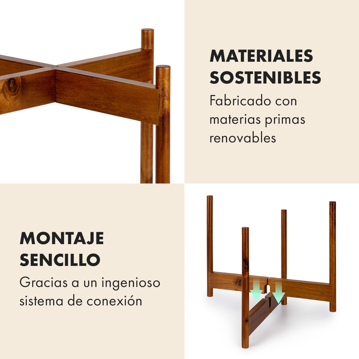 Portaplantas Zeist 2 alturas combinables de diseño insertable acabado natural XL (Ø 38,1 cm) | Acacia