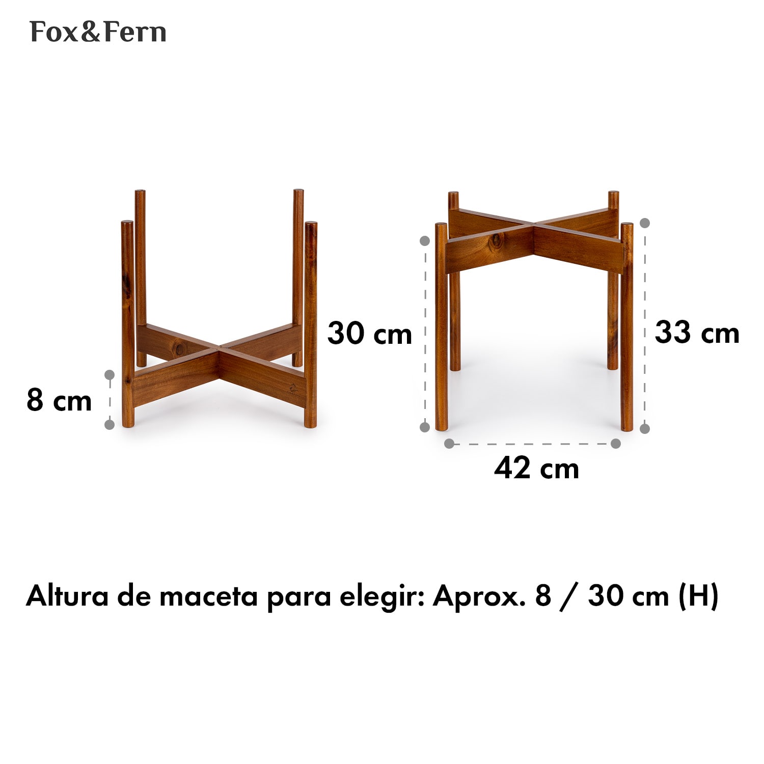 Portaplantas Zeist 2 alturas combinables de diseño insertable acabado natural XL (Ø 38,1 cm) | Acacia