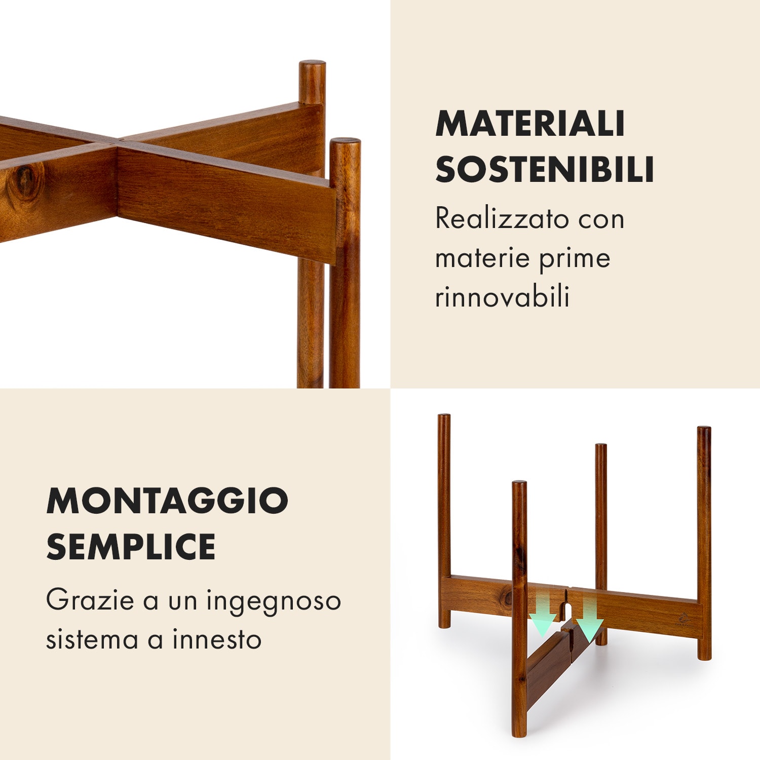 Zeist portavaso, 2 altezze, combinabile, design a innesto, naturale XL (Ø 38,1 cm) | Acacia