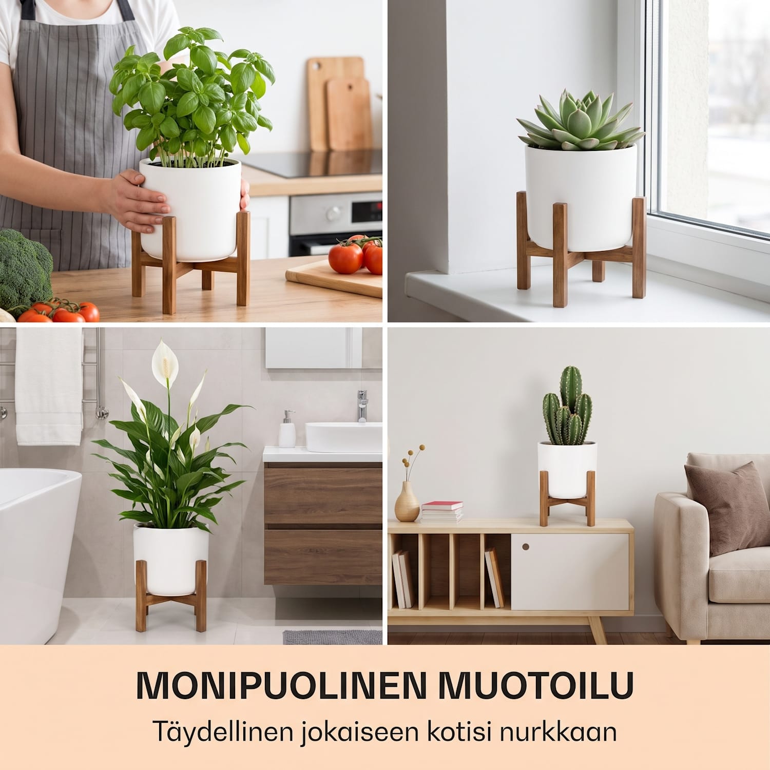 Thorn kukkaruukku jalustalla 50-luvun tyyli 2 kokoa XS (breit Ø 19,56 cm) | Valkoinen
