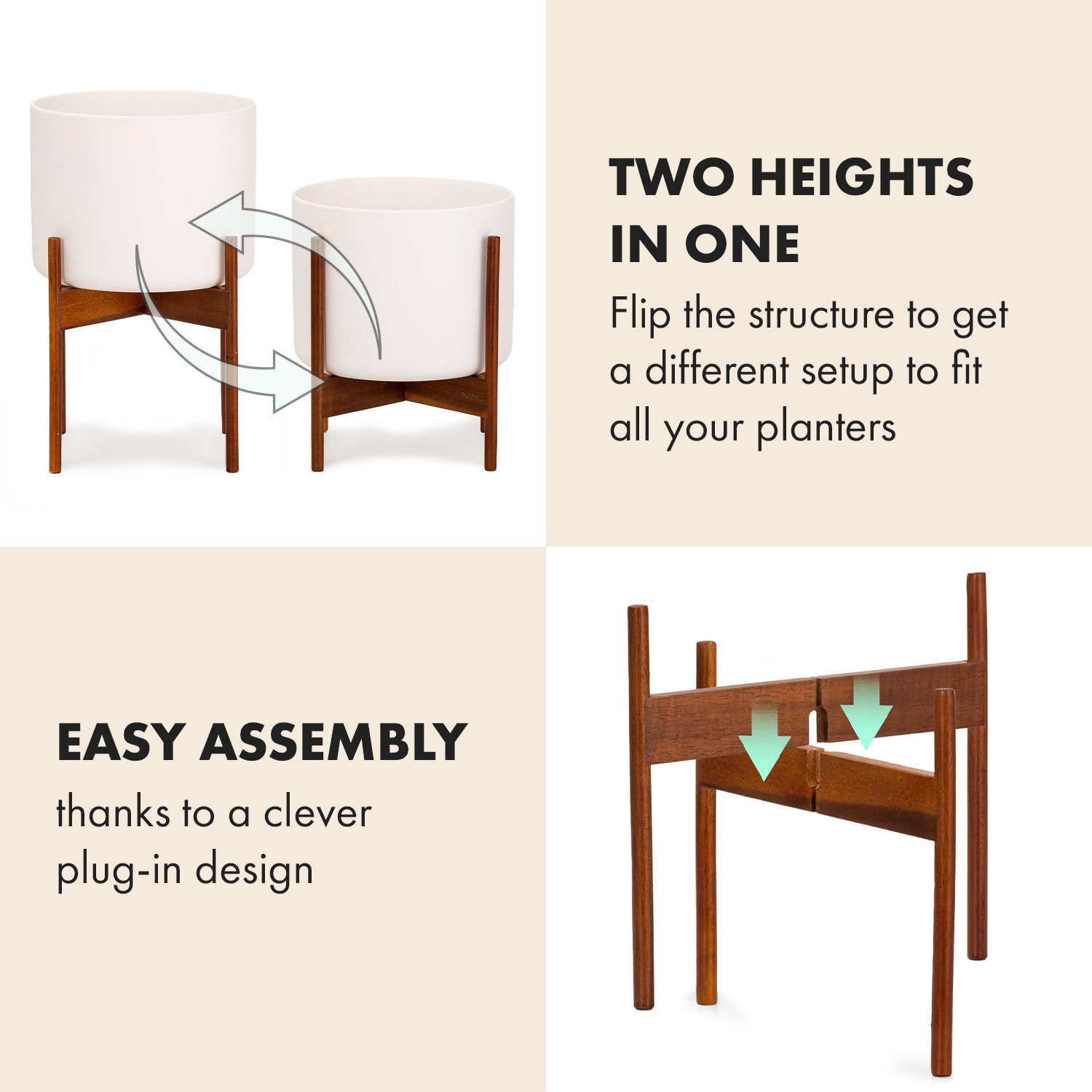 Thorn, kvetináč, so stojanom, štýl 50. rokov, 2 veľkosti XS (breit Ø 19,56 cm) | Biela