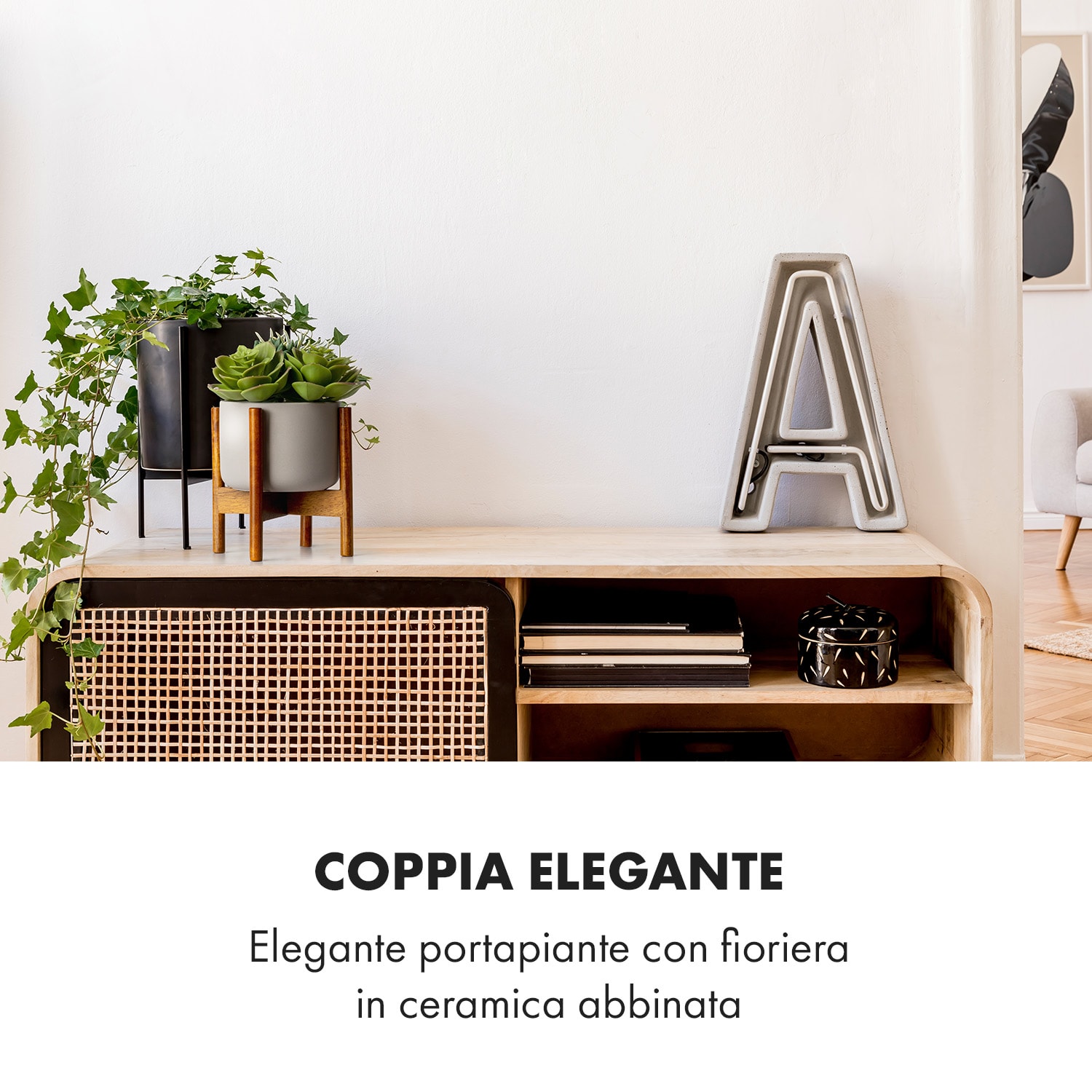 Thorn Fioriera con portavaso, stile anni '50, 2 misure XS (Ø 8,9 cm) | Grigio medio