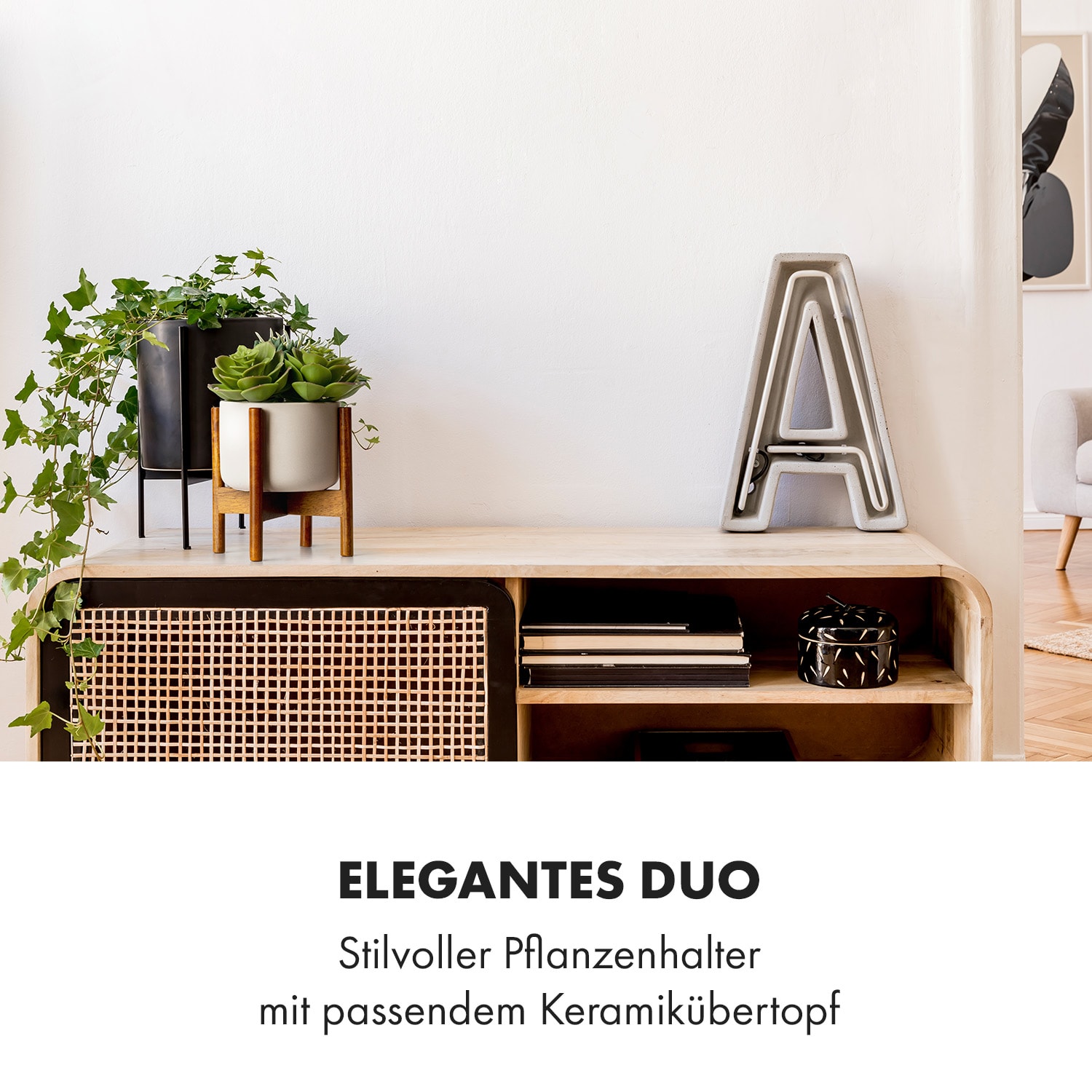 Thorn Blumentopf mit Ständer 2er-Set 50er Jahre Stil