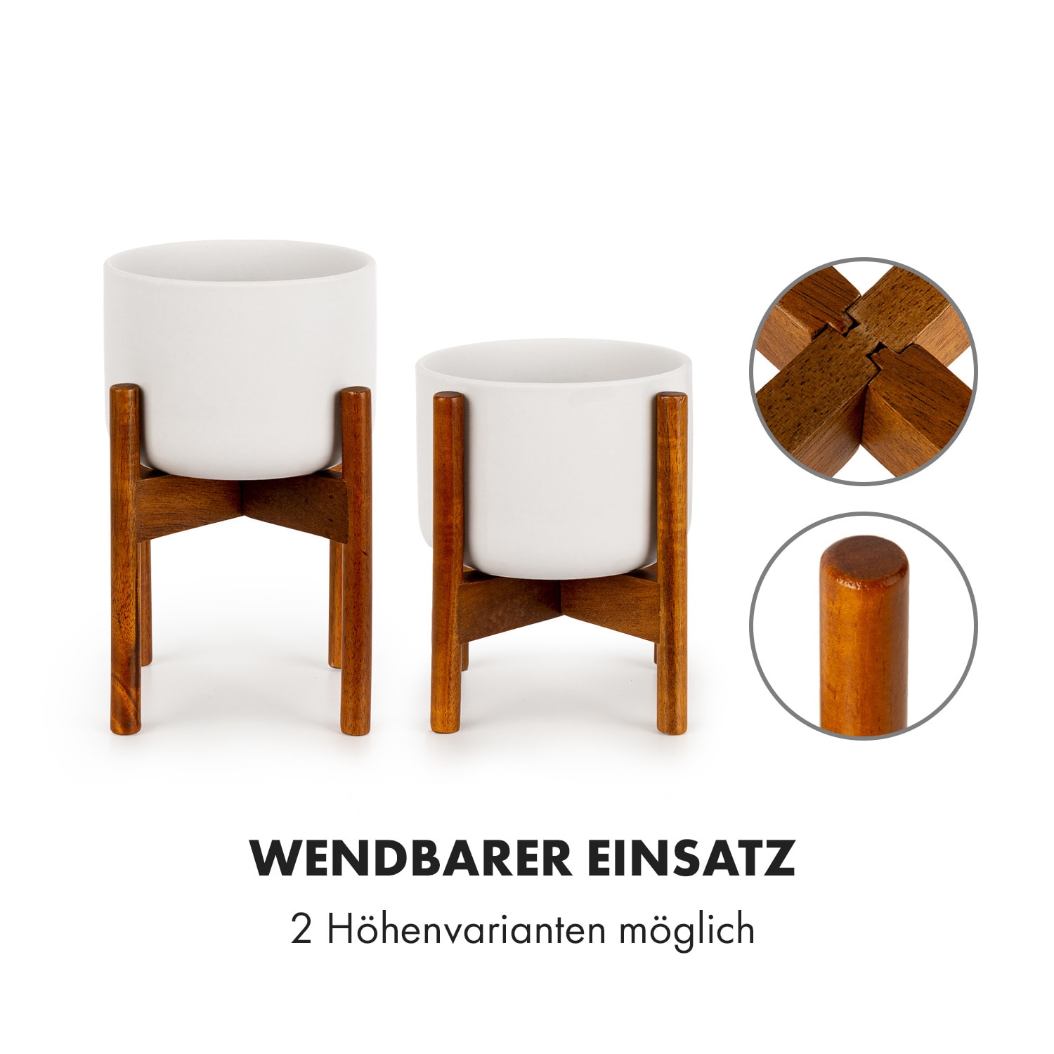 Thorn Blumentopf mit Ständer 50er Jahre Stil 2 Größen XS (Ø 8,9 cm) | Weiß