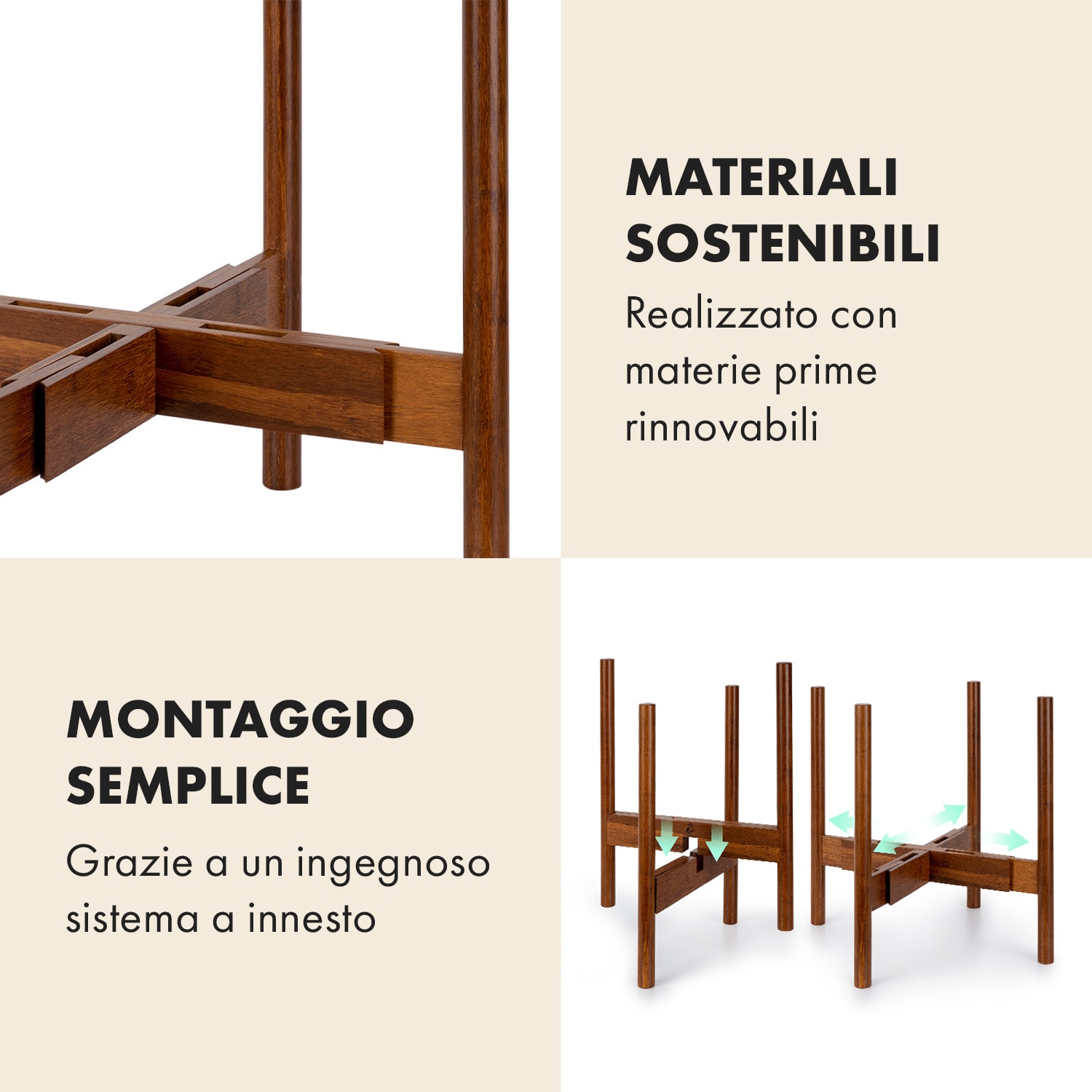 Deventer, piedistallo per vasi da 20,3-30,5 cm Ø, 2 altezze S-L (Ø ca. 20 - 31 cm) | Legno scuro