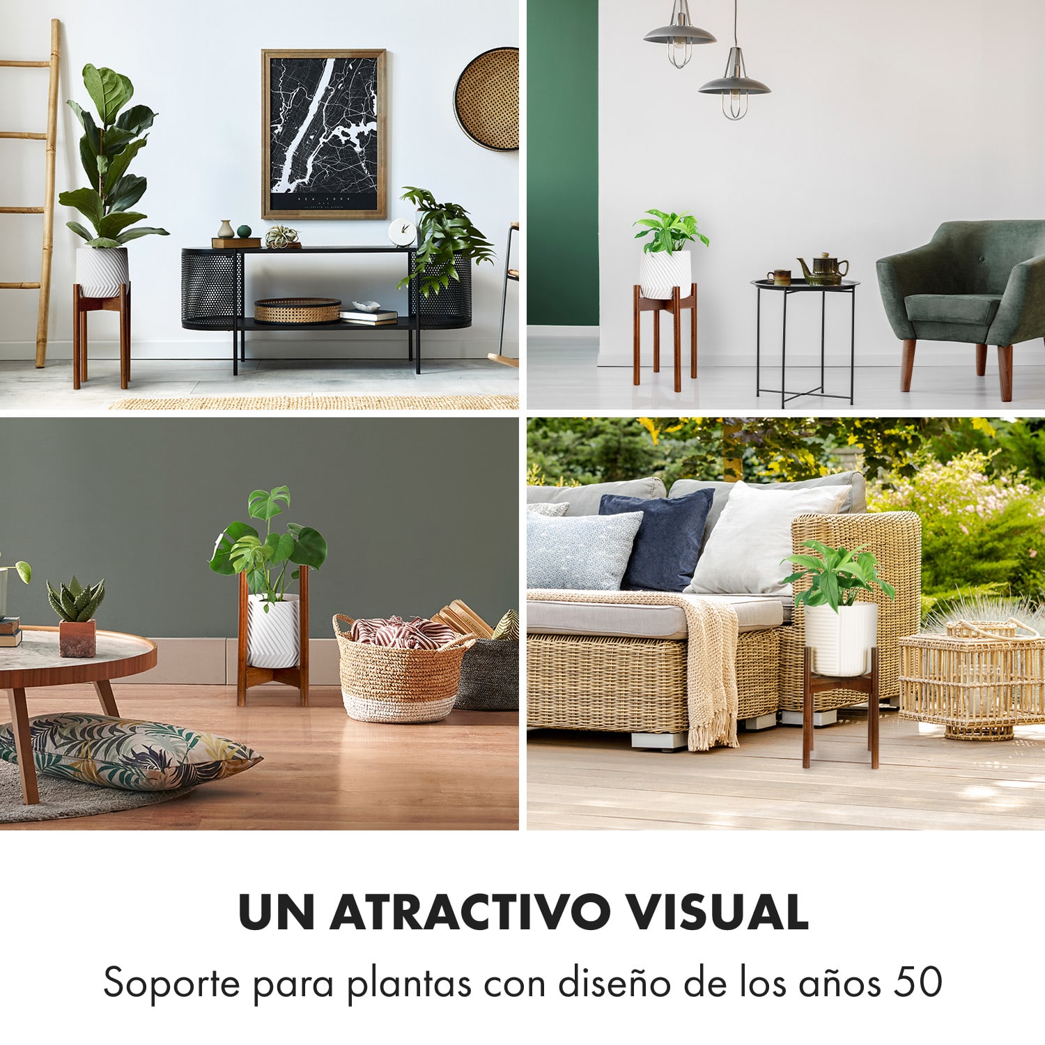 Portaplantas Deventer para macetas de 20,3-30,5 cm Ø 2 alturas S-L (hoch, Ø ca. 20 - 31 cm) | Madera Oscura