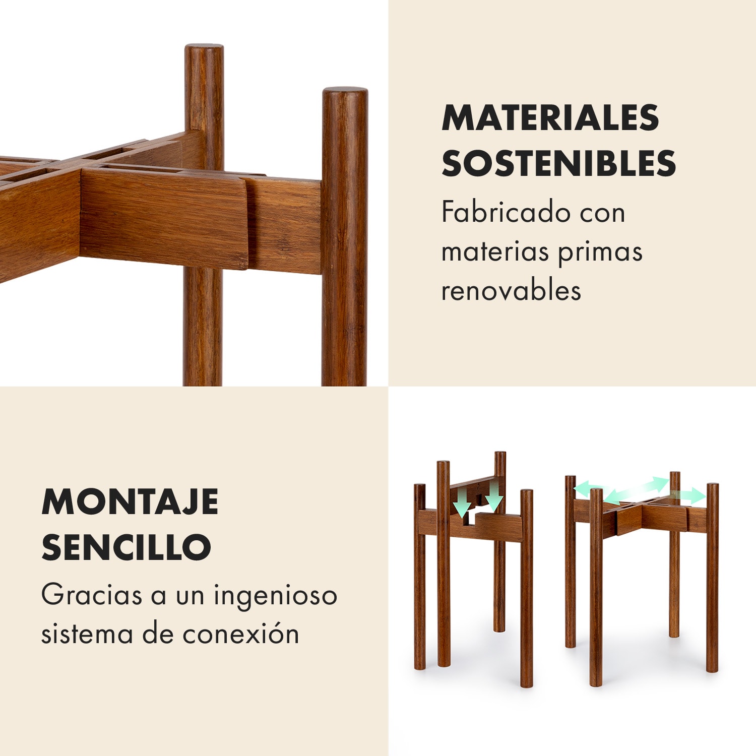 Portaplantas Deventer para macetas de 20,3-30,5 cm Ø 2 alturas S-L (hoch, Ø ca. 20 - 31 cm) | Madera Oscura