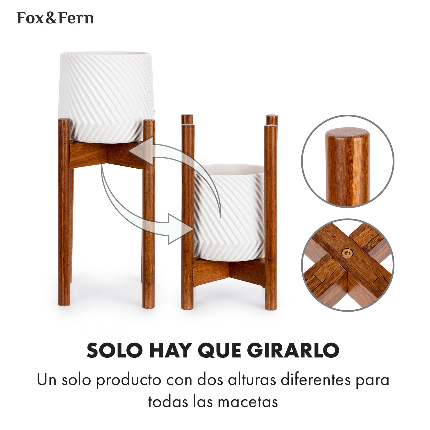Portaplantas Deventer para macetas de 20,3-30,5 cm Ø 2 alturas S-L (hoch, Ø ca. 20 - 31 cm) | Madera Oscura