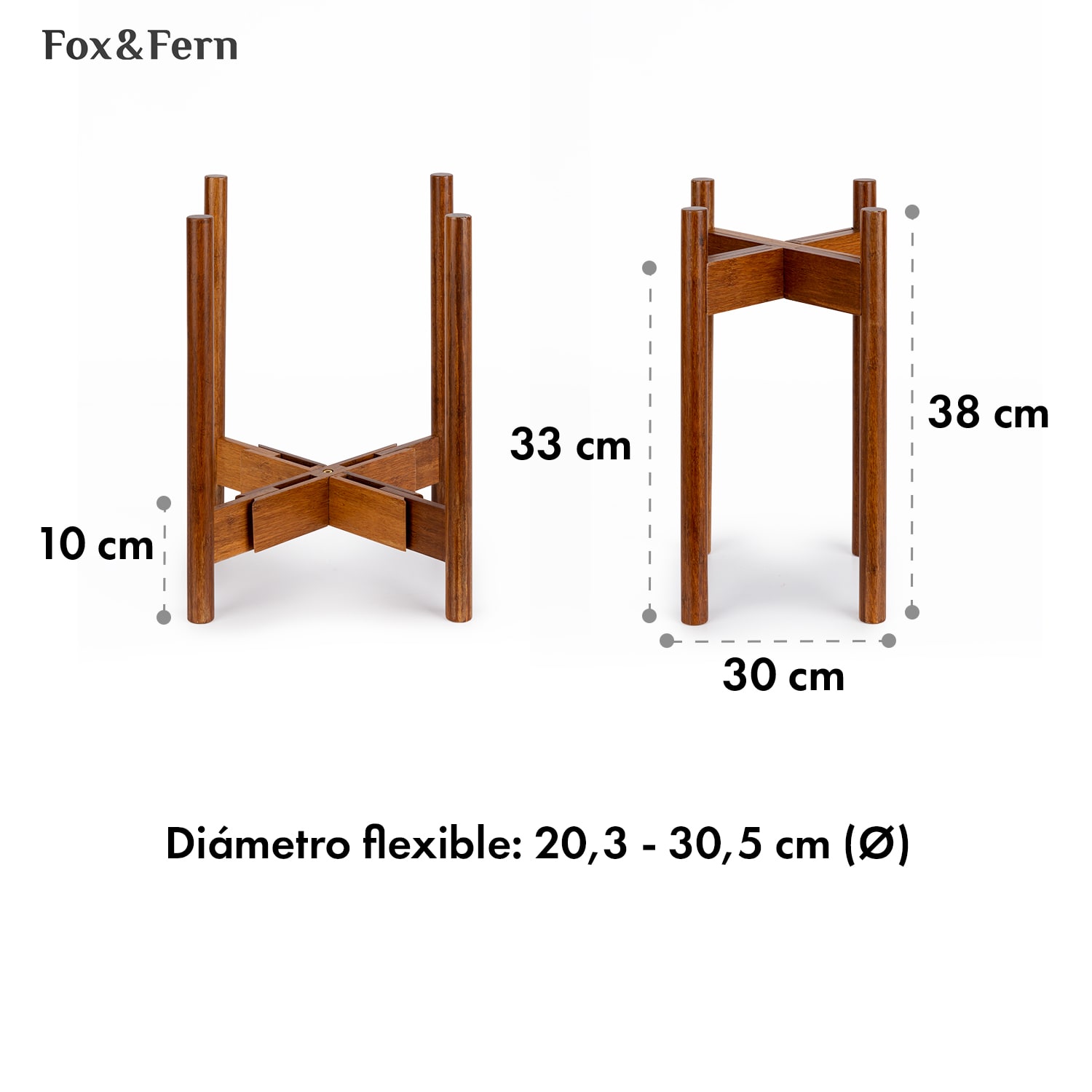 Portaplantas Deventer para macetas de 20,3-30,5 cm Ø 2 alturas S-L (hoch, Ø ca. 20 - 31 cm) | Madera Oscura