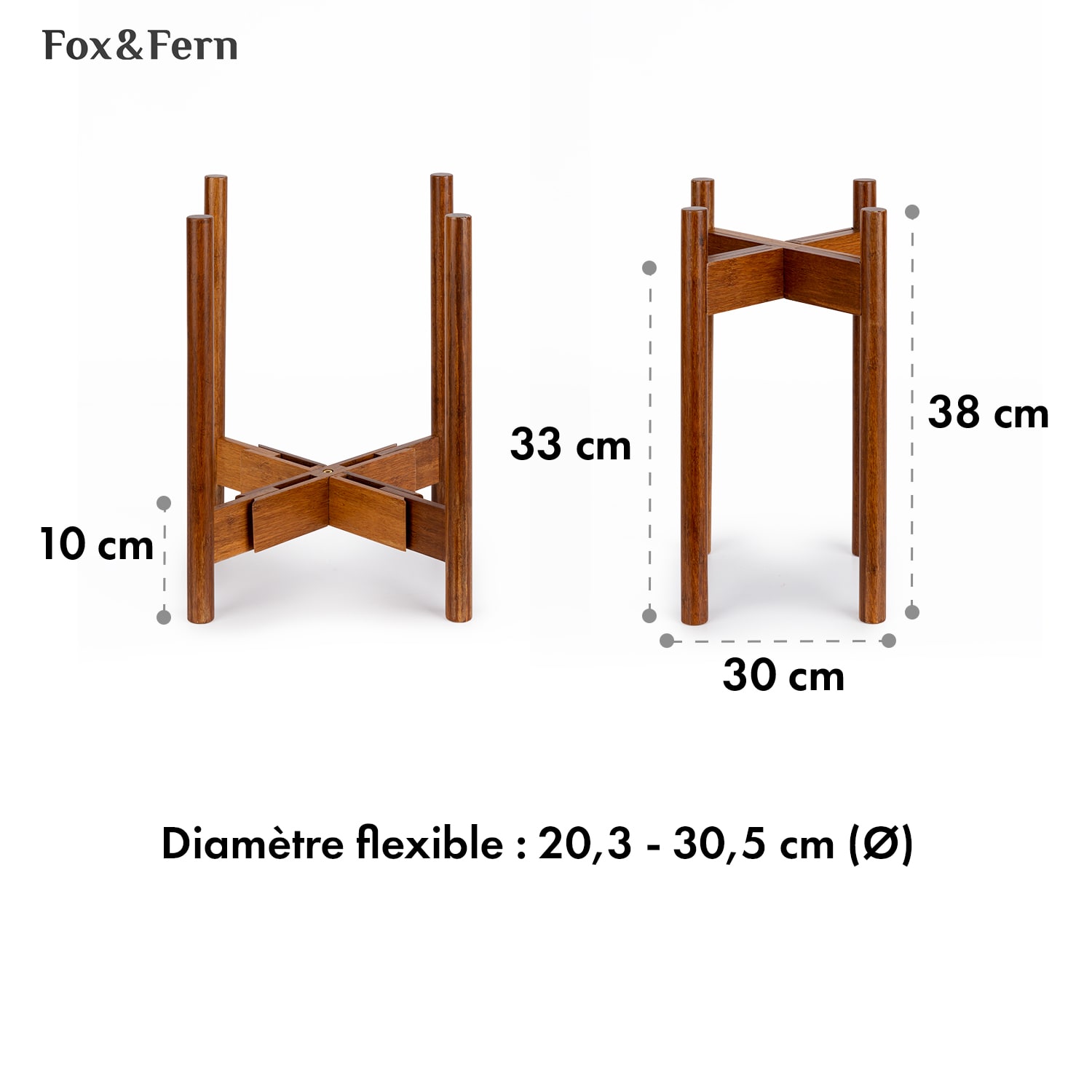 Porte-plantes Deventer pour pots de 20,3-30,5 cm Ø 2 hauteurs S-L (hoch, Ø ca. 20 - 31 cm) | Bois Sombre