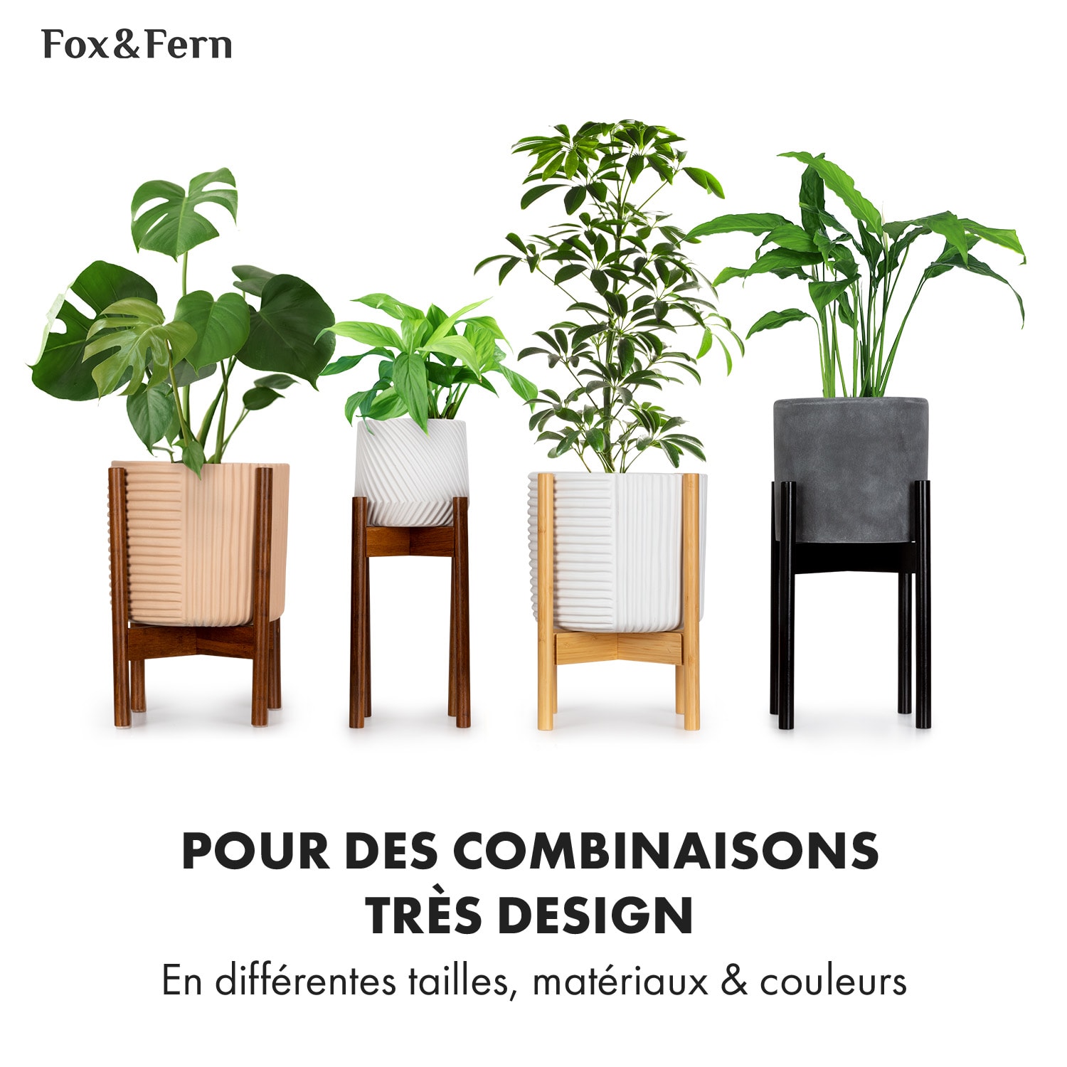 Porte-plantes Deventer pour pots de 20,3-30,5 cm Ø 2 hauteurs S-L (hoch, Ø ca. 20 - 31 cm) | Bois Sombre