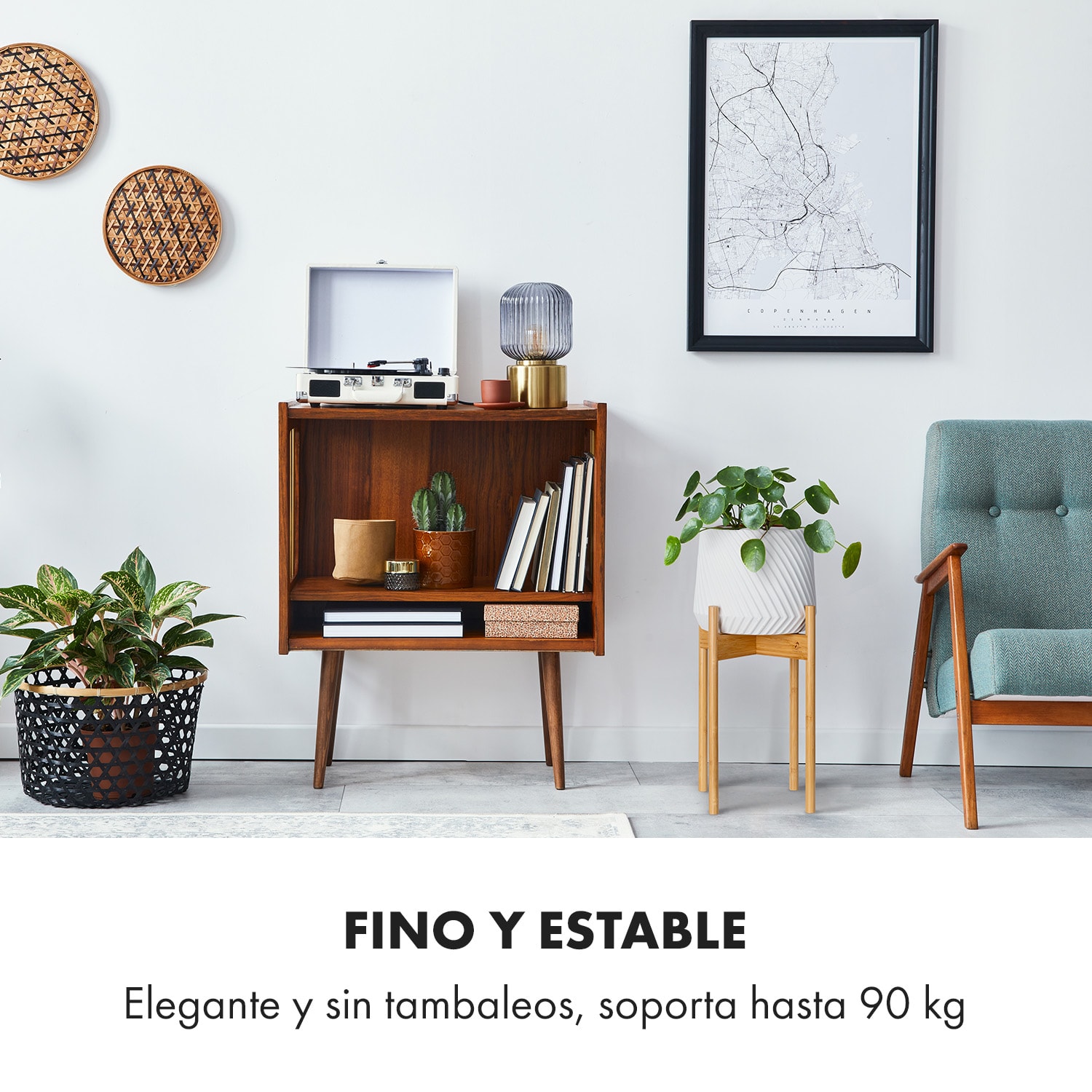 Portaplantas Zeist 2 alturas combinables de diseño insertable acabado natural 