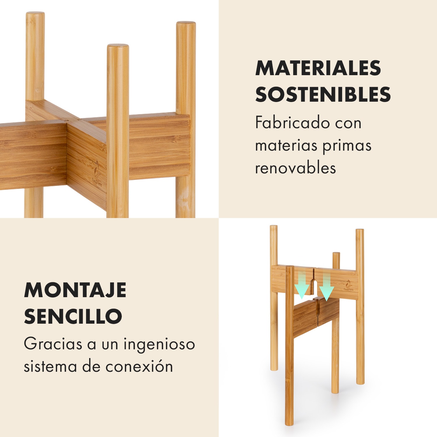 Portaplantas Zeist 2 alturas combinables de diseño insertable acabado natural 