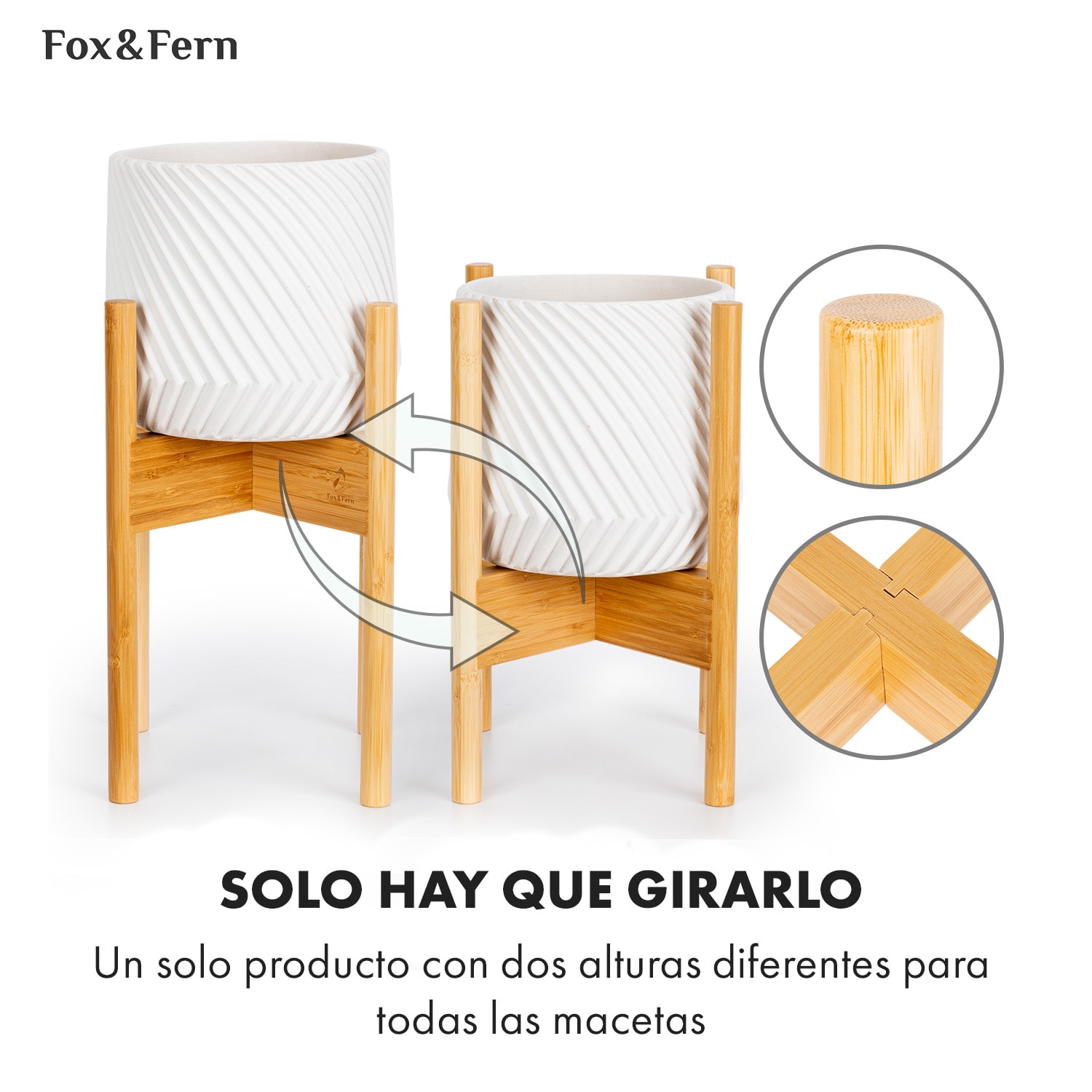 Portaplantas Zeist 2 alturas combinables de diseño insertable acabado natural