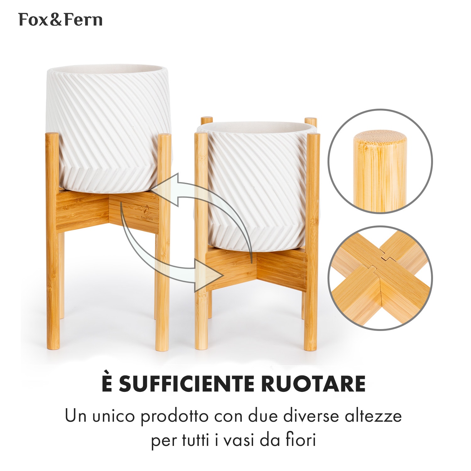 Zeist portavaso, 2 altezze, combinabile, design a innesto, naturale 