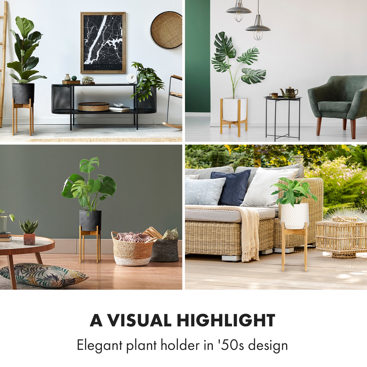 Zeist, virágállvány, 2 magasságban, kombinálható, betolható dizájn, természetes