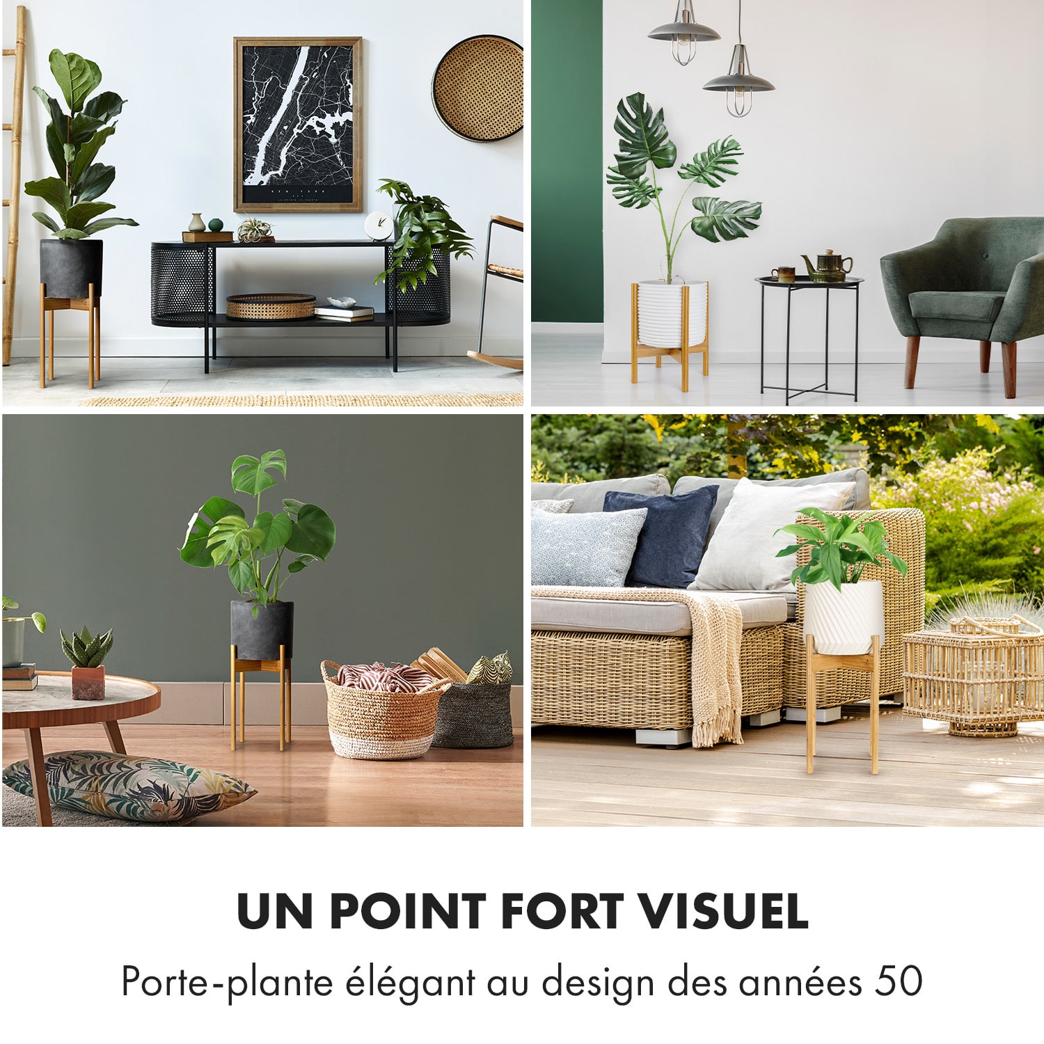 Porte-plantes Zeist 2 hauteurs combinables design emboîtable finition naturelle