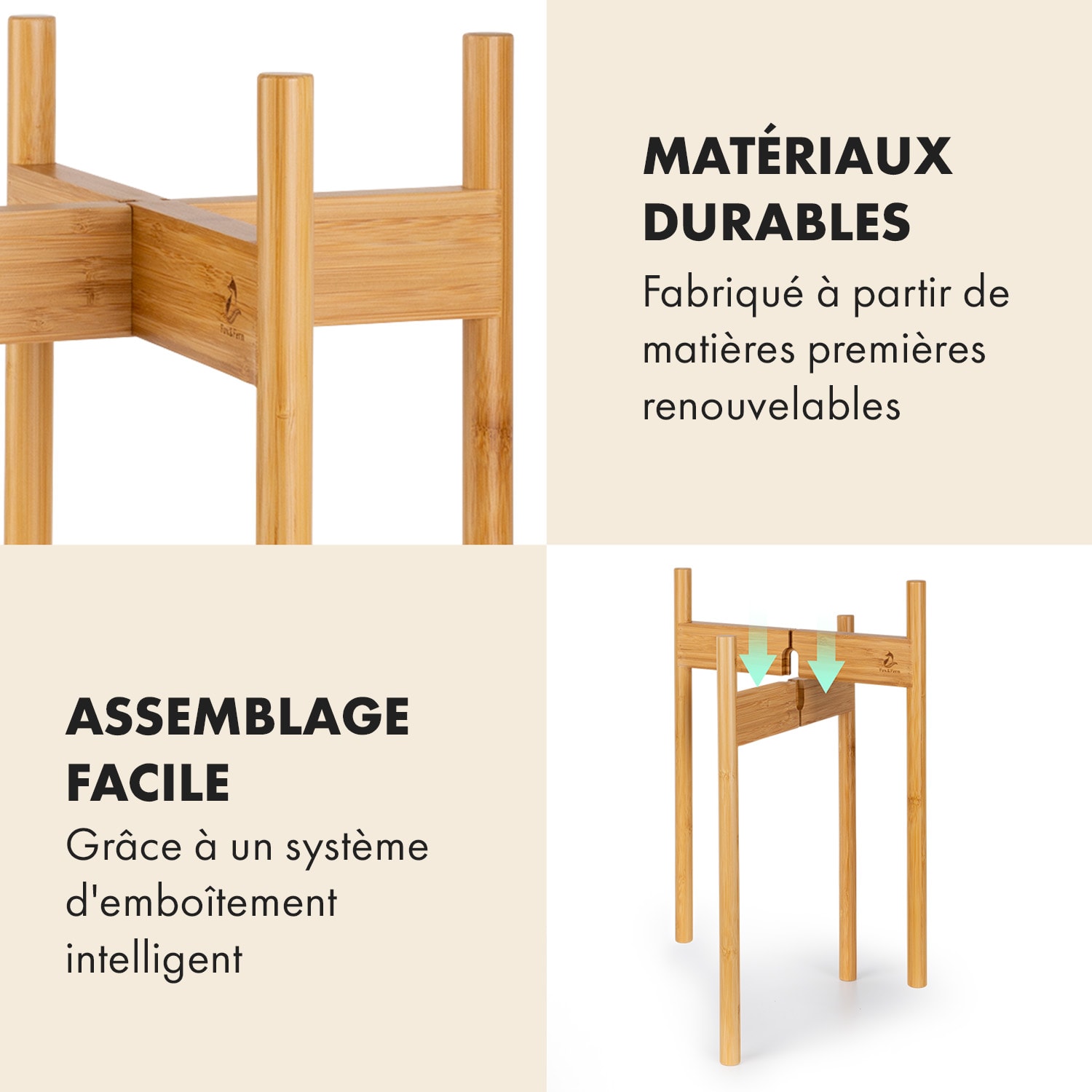 Porte-plantes Zeist 2 hauteurs combinables design emboîtable finition naturelle