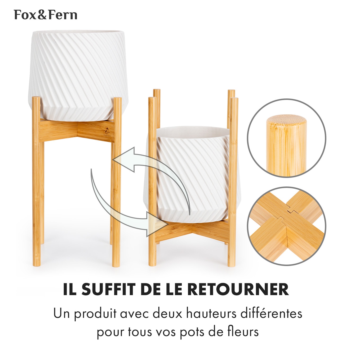 Porte-plantes Zeist 2 hauteurs combinables design emboîtable finition naturelle