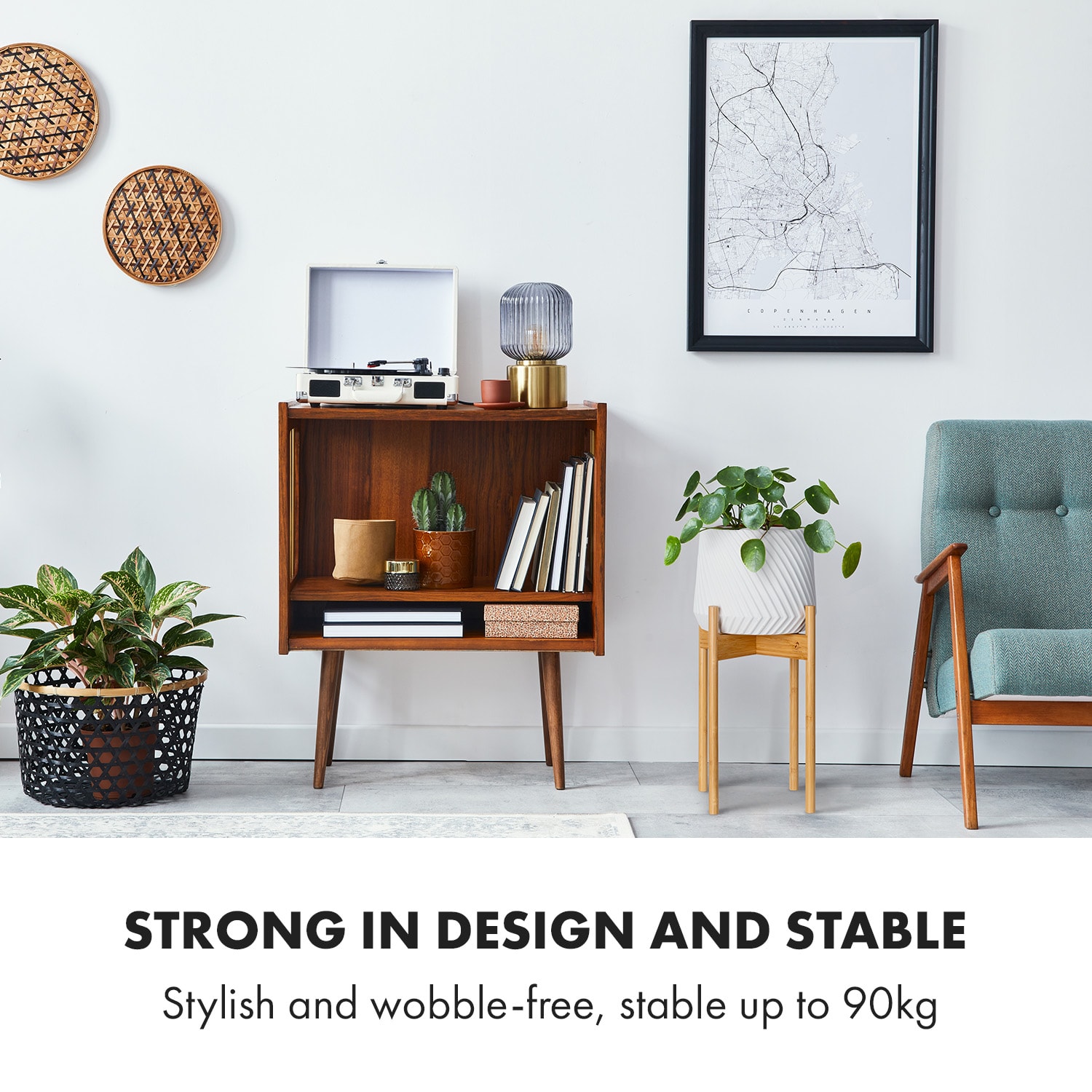 Zeist, virágállvány, 2 magasságban, kombinálható, betolható dizájn, természetes 