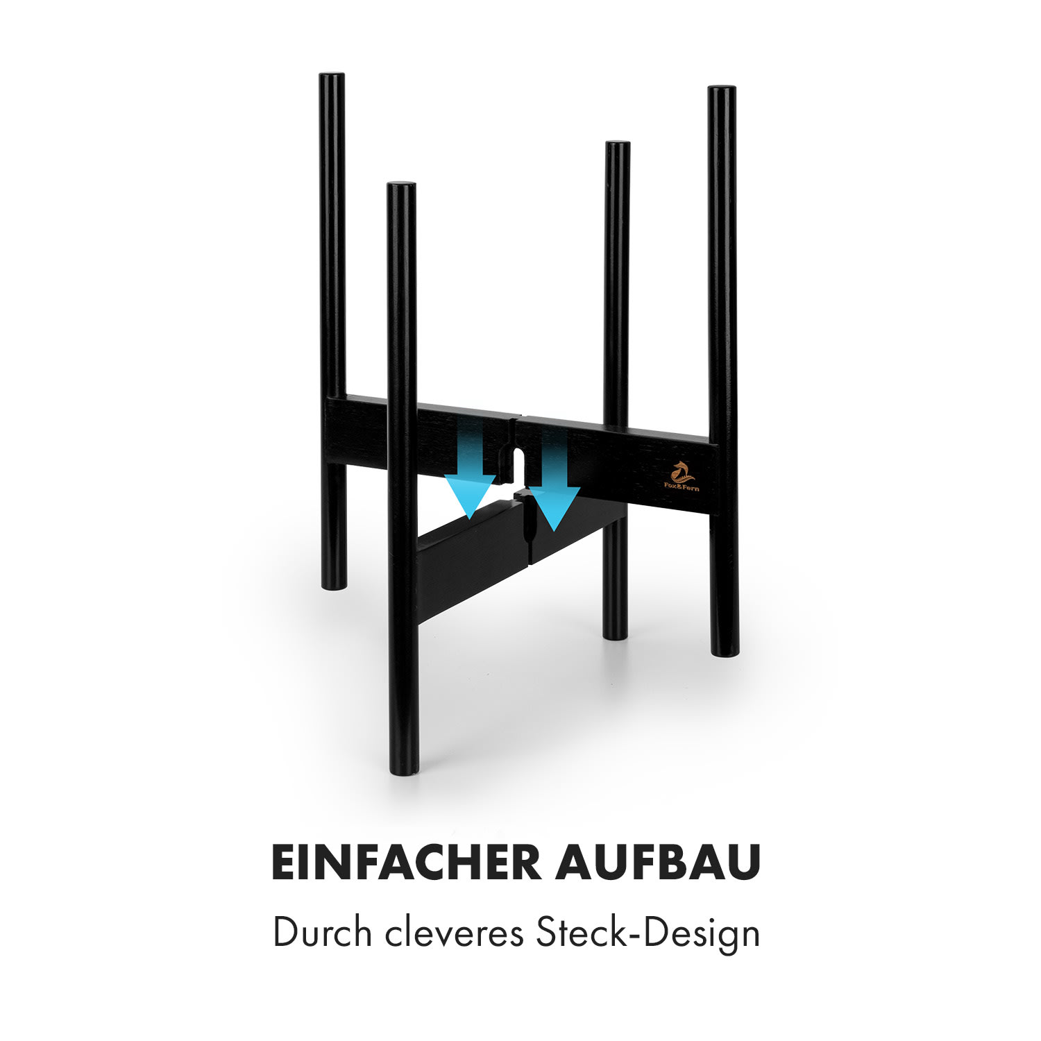 Zeist Pflanzenhalter 2 Höhen kombinierbar Steck-Design naturbelassen L (Ø 30,48 cm) | Schwarzes Holz