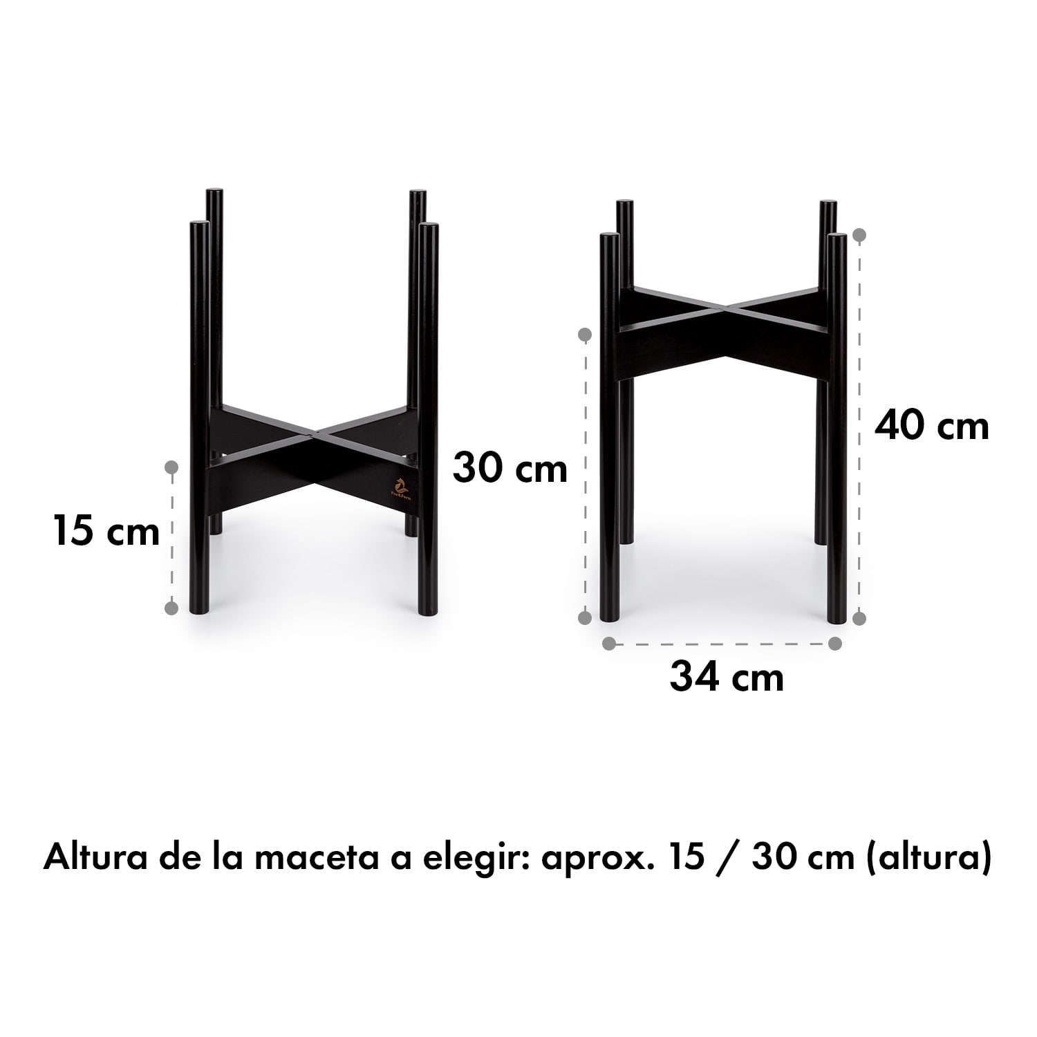 Portaplantas Zeist 2 alturas combinables de diseño insertable acabado natural L (Ø 30,48 cm) | Madera Negra