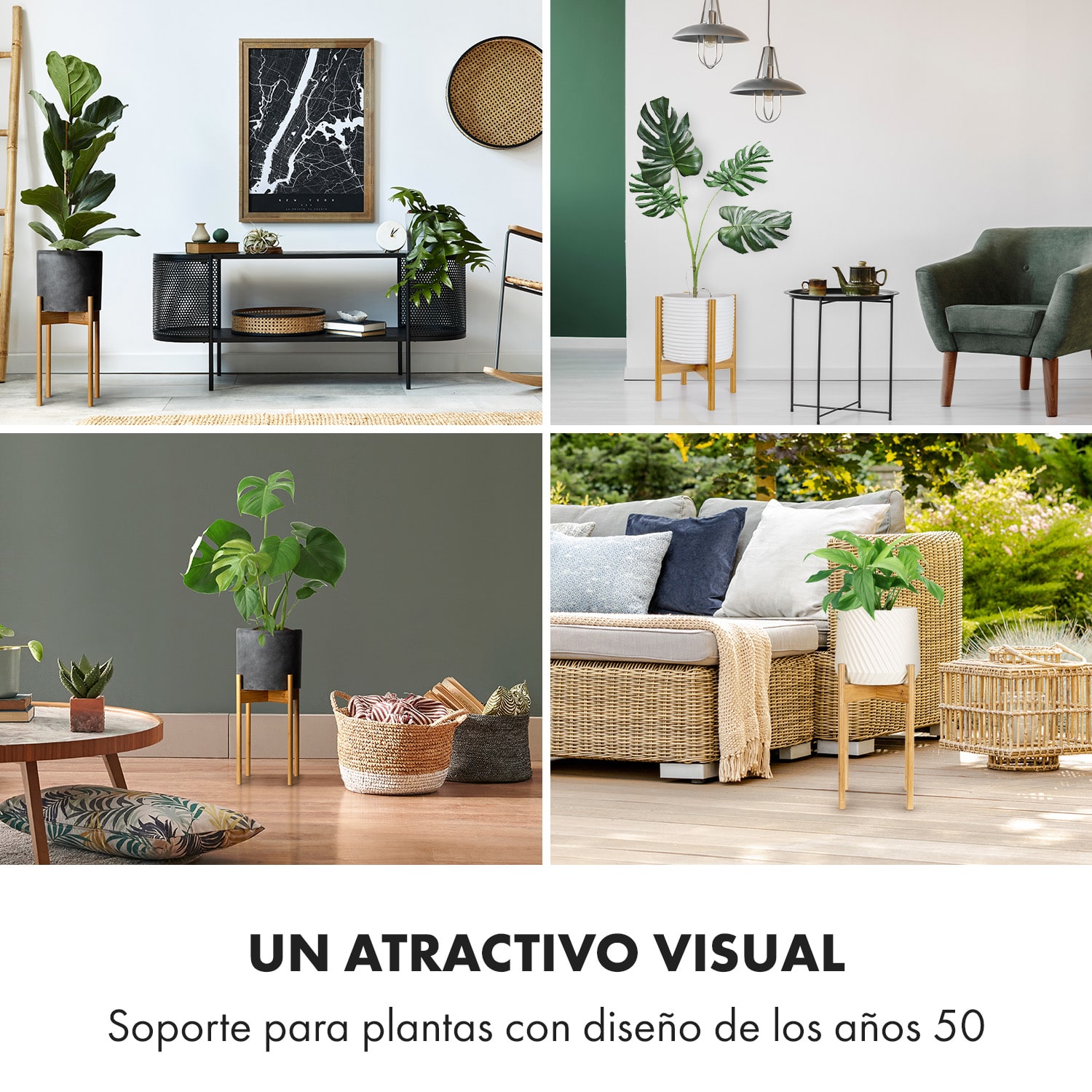 Portaplantas Zeist 2 alturas combinables de diseño insertable acabado natural