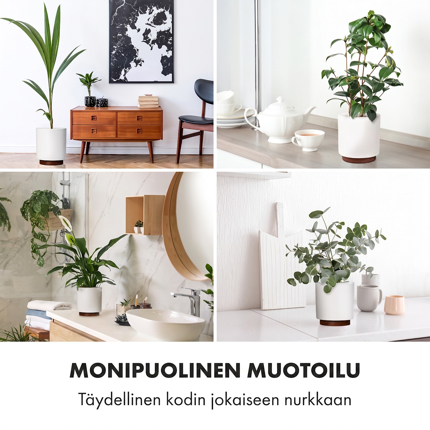 Enspijk kukkaruukut 2 kpl/setti 2 kokoa pähkinäpuu polystone käsintehty 
