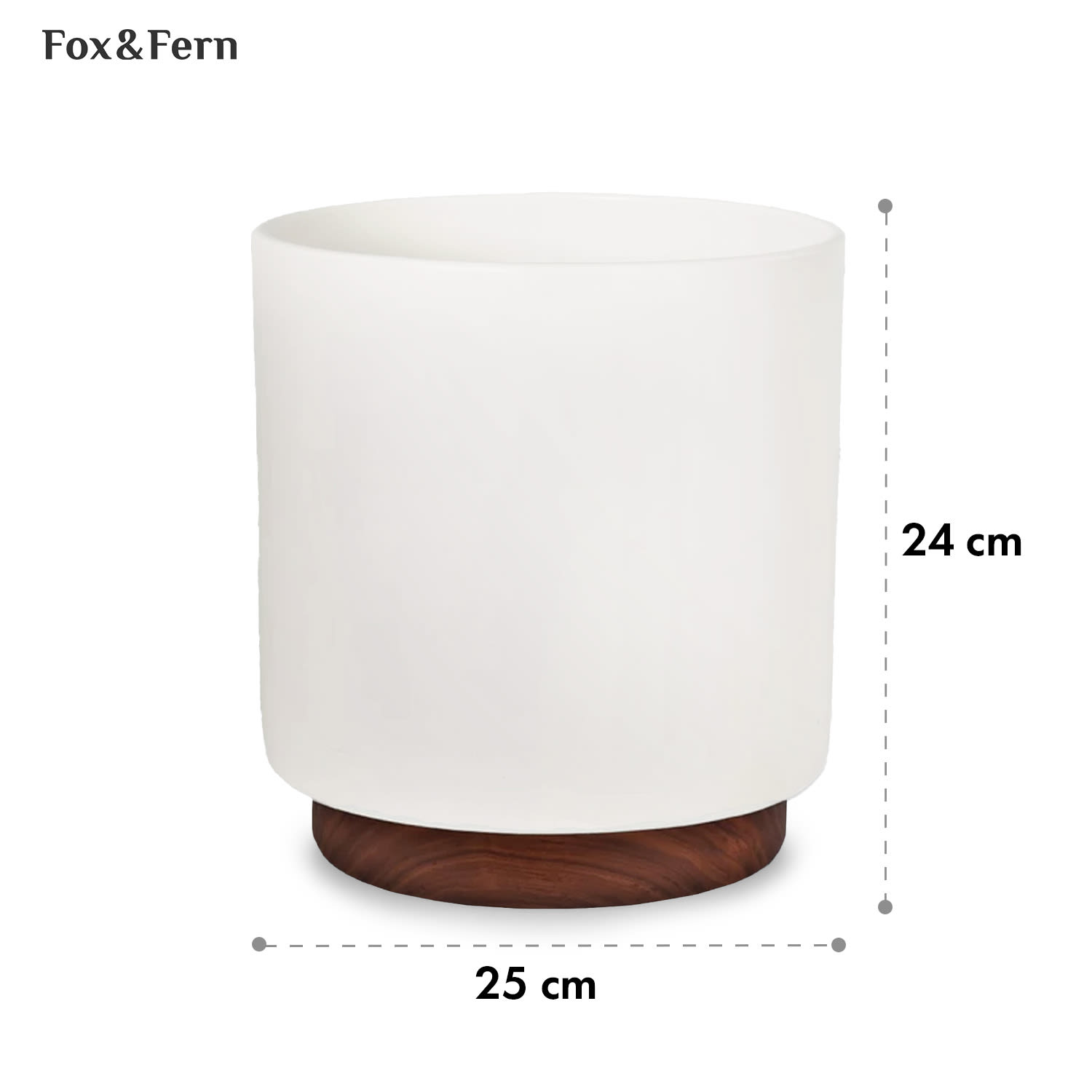 Enspijk, kvetináče, orechové drevo, Polystone, ručne vyrobené, 2 veľkosti M (Ø 25,4 cm) | Biela