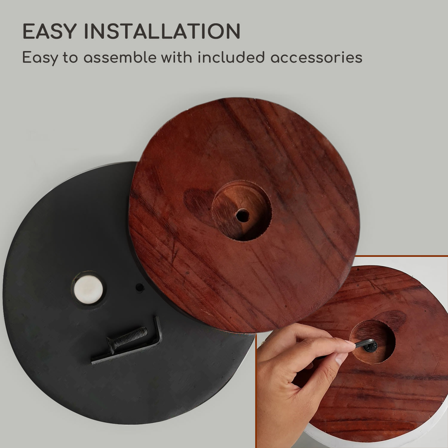 Enspijk, kvetináče, orechové drevo, Polystone, ručne vyrobené, 2 veľkosti M (Ø 25,4 cm) | Čierna