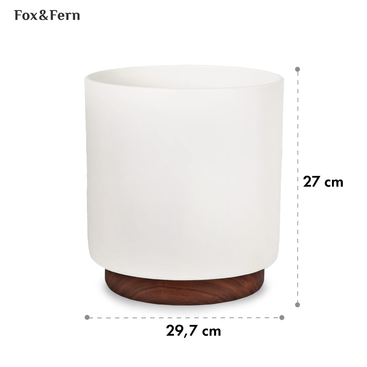 Enspijk, kvetináče, orechové drevo, Polystone, ručne vyrobené, 2 veľkosti L (Ø 30,48 cm) | Biela