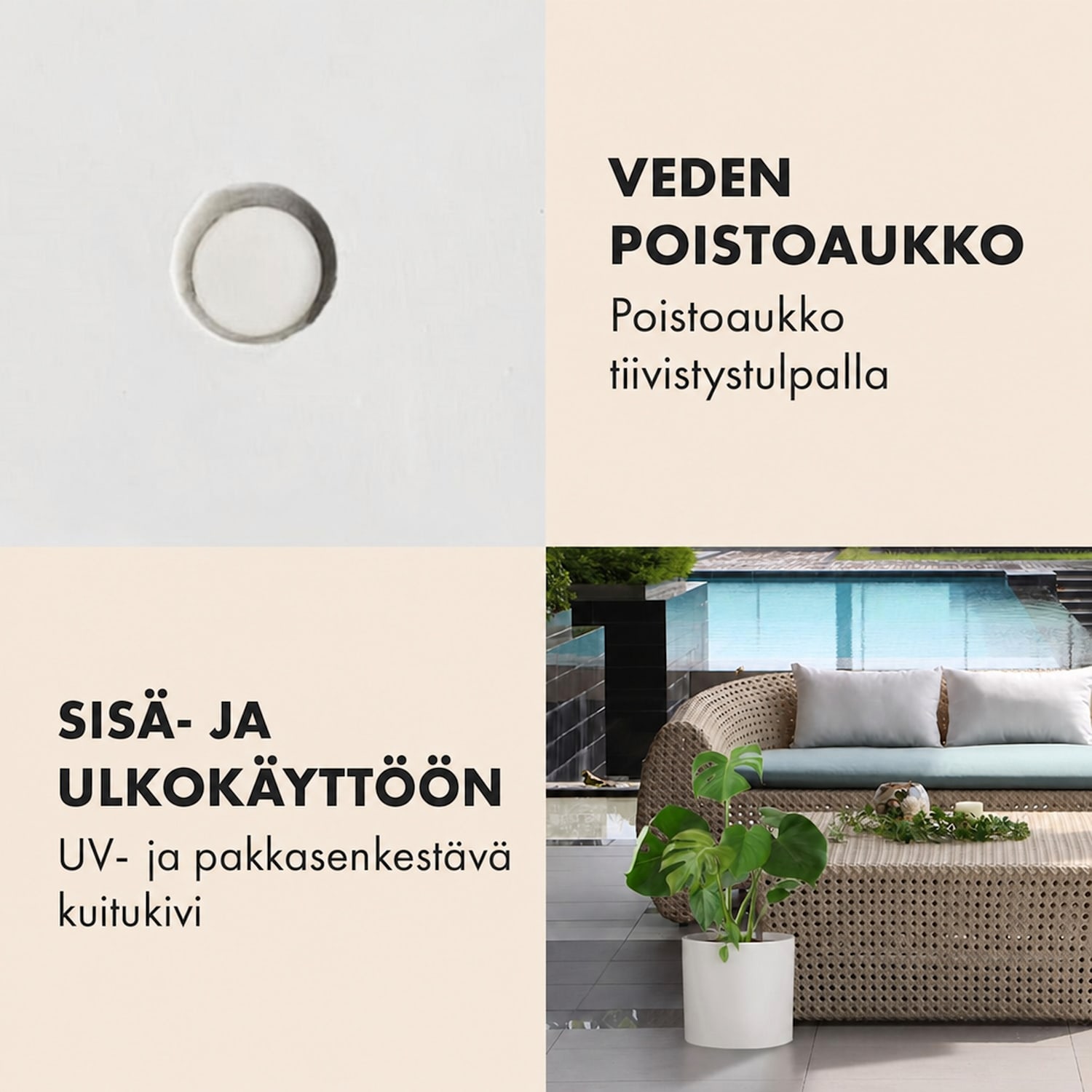 Kasviruukku suojaruukku kuitukivi sisälle/ulos XL (Ø 38,1 cm) | Valkoinen