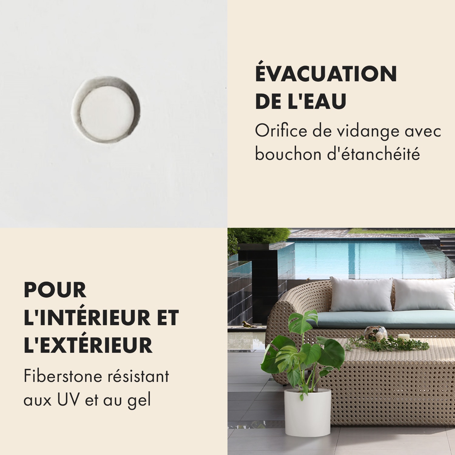 Bloempot buitenpot vezelsteen in/outdoor 