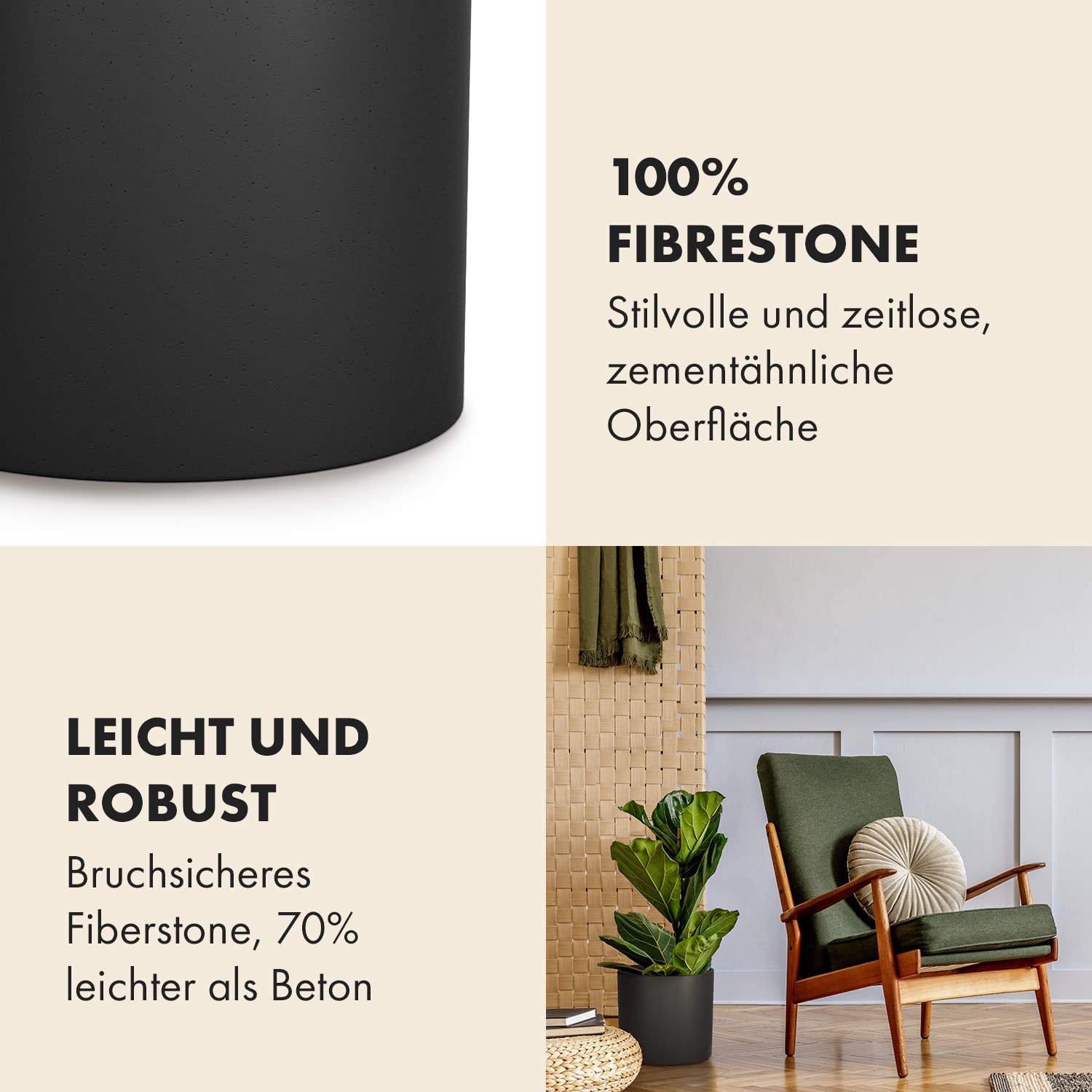 Gendt Pflanztopf Übertopf Faserstein In/Outdoor 