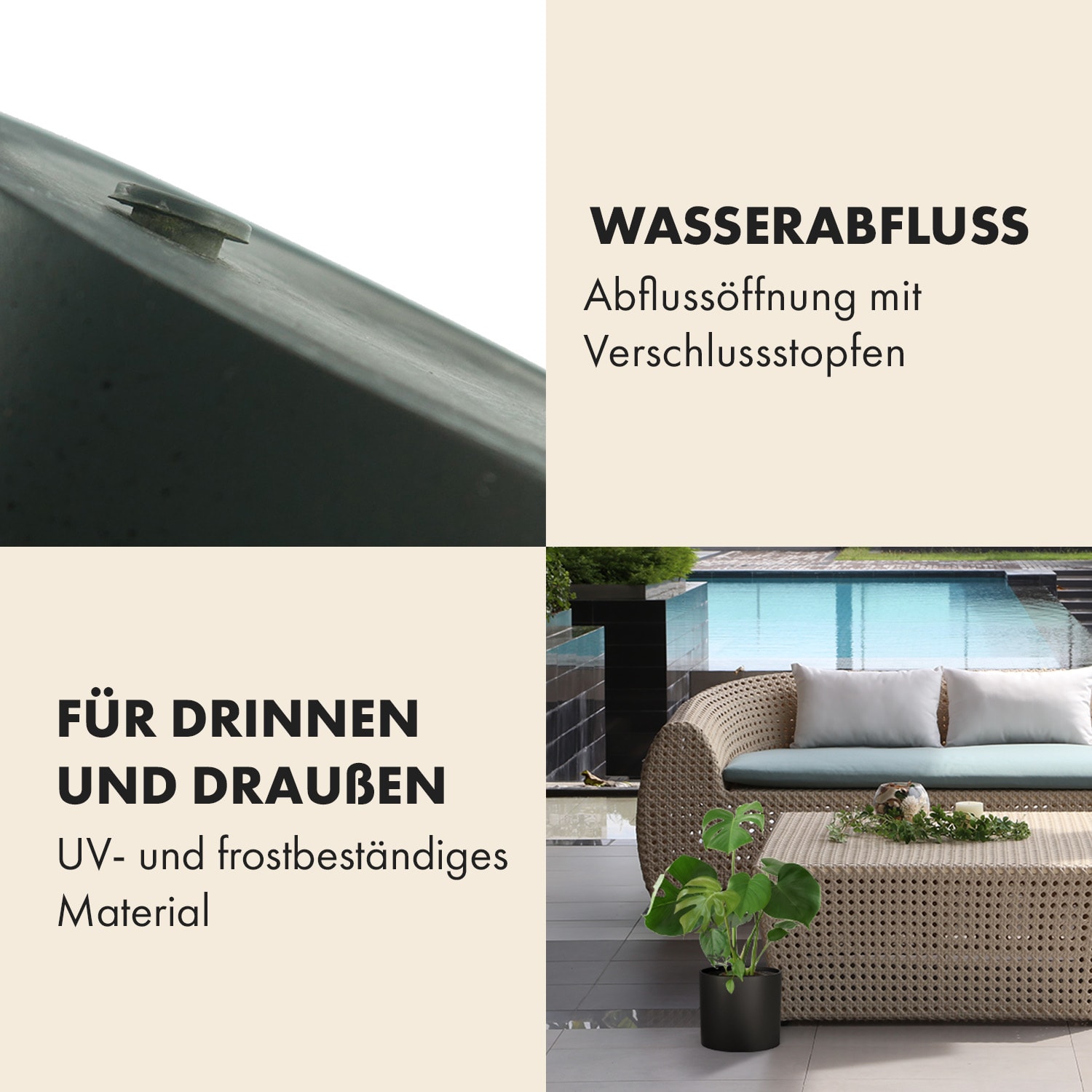 Gendt Pflanztopf Übertopf Faserstein In/Outdoor 