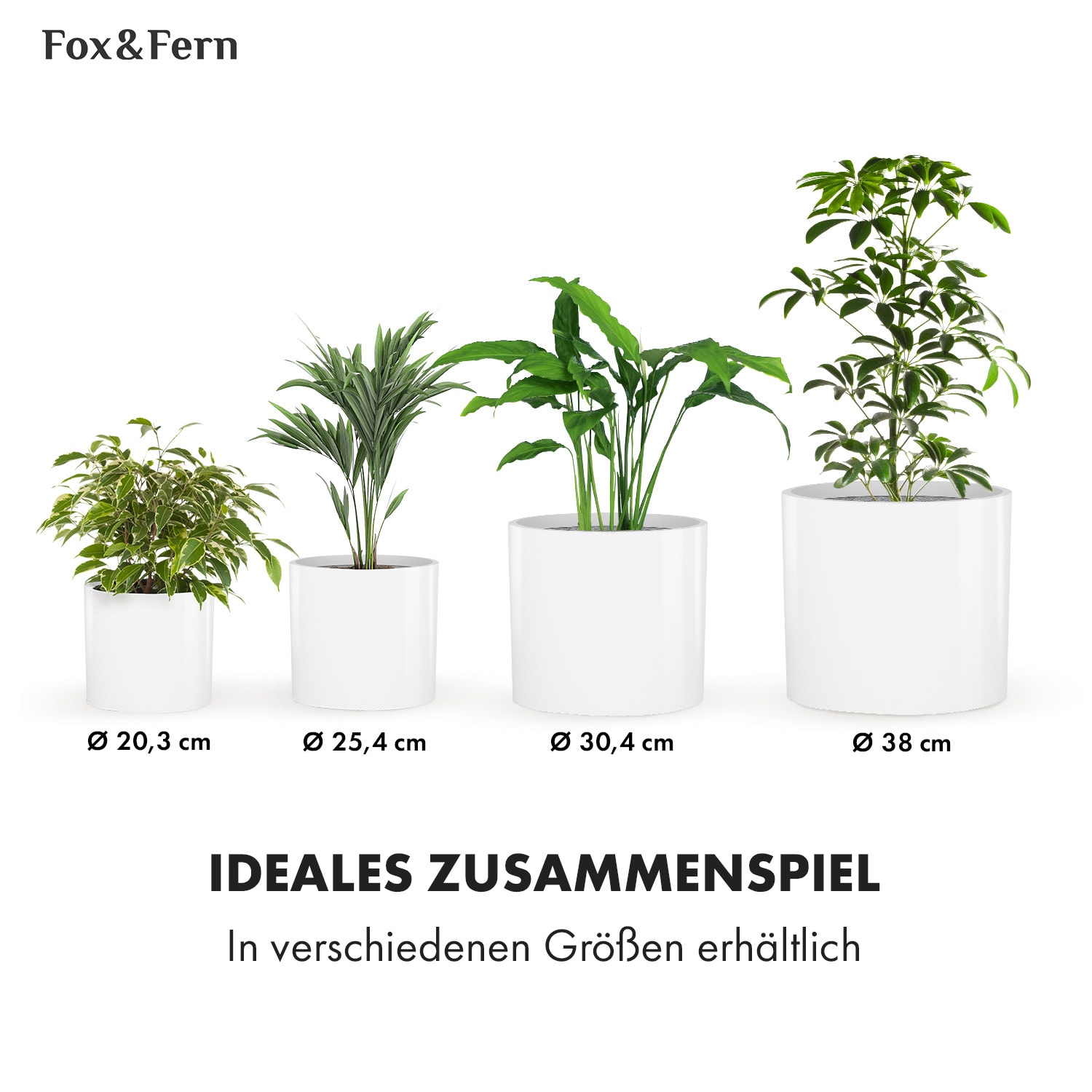 Gendt Pflanztopf Übertopf Faserstein In/Outdoor S (Ø 20,3 cm) | Weiß, glänzend