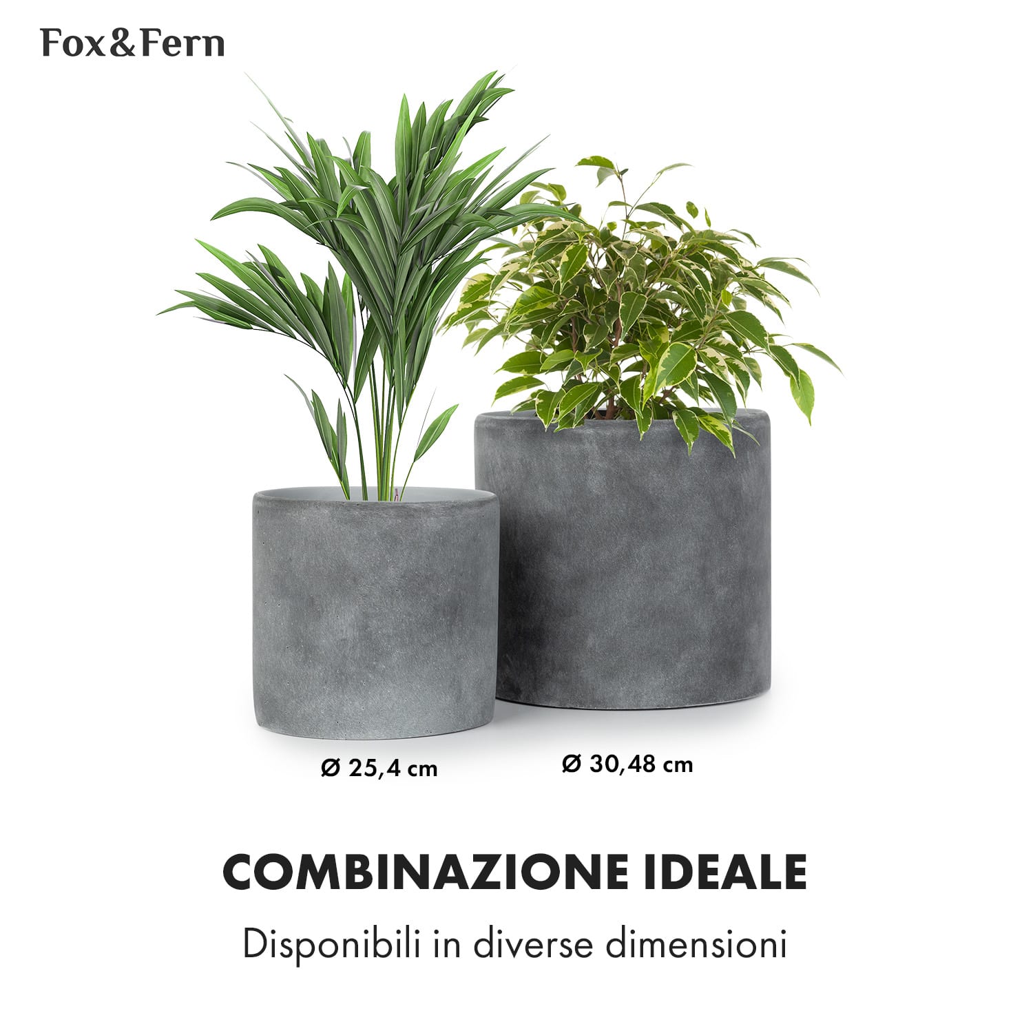 Venlo fioriera in polystone per interni ed esterni in 3 misure S (Ø 20,3 cm) | Cemento grigio scuro