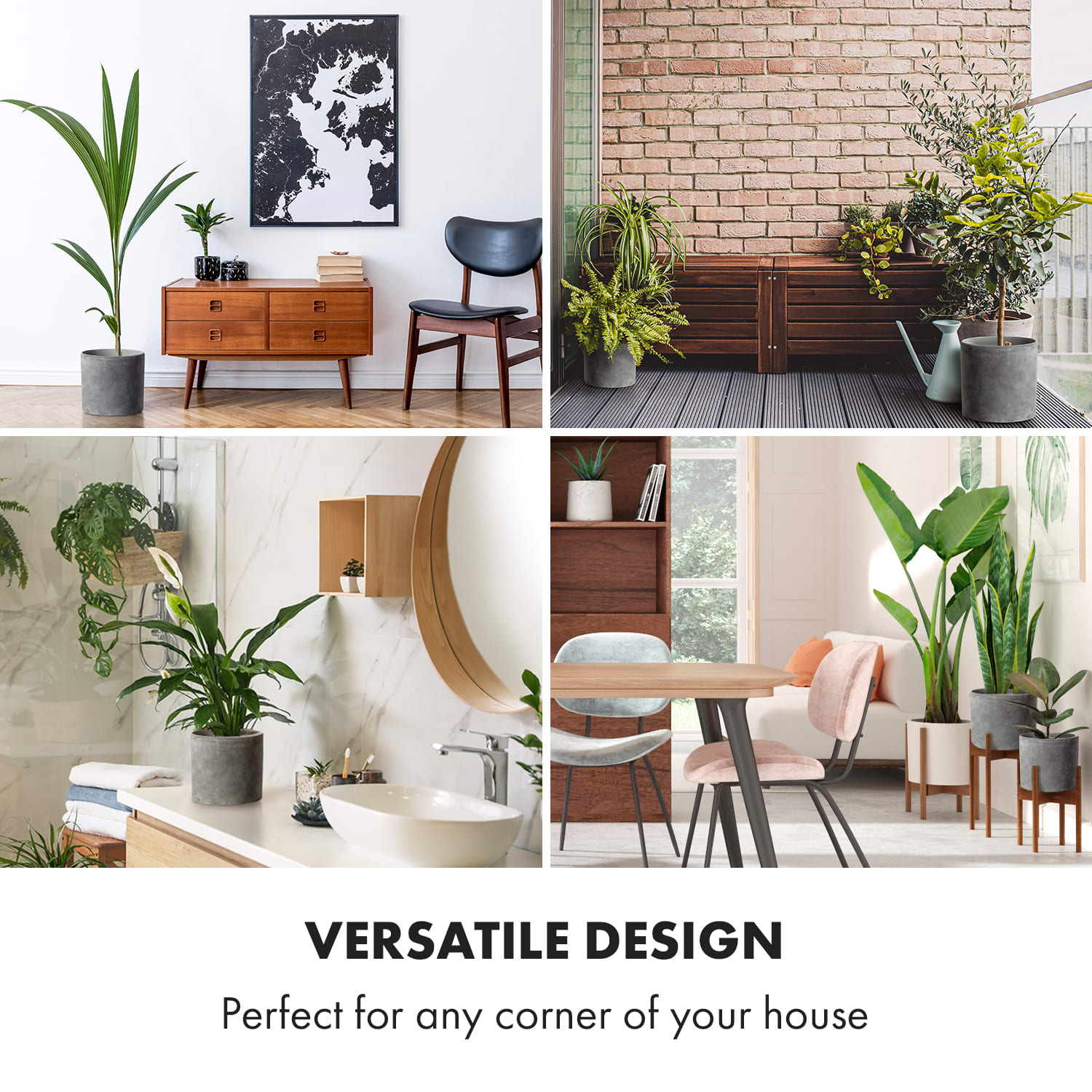 Venlo, květináč, Polystone, interiér a exteriér, 3 velikosti S (Ø 20,3 cm) | Tmavě šedý cement