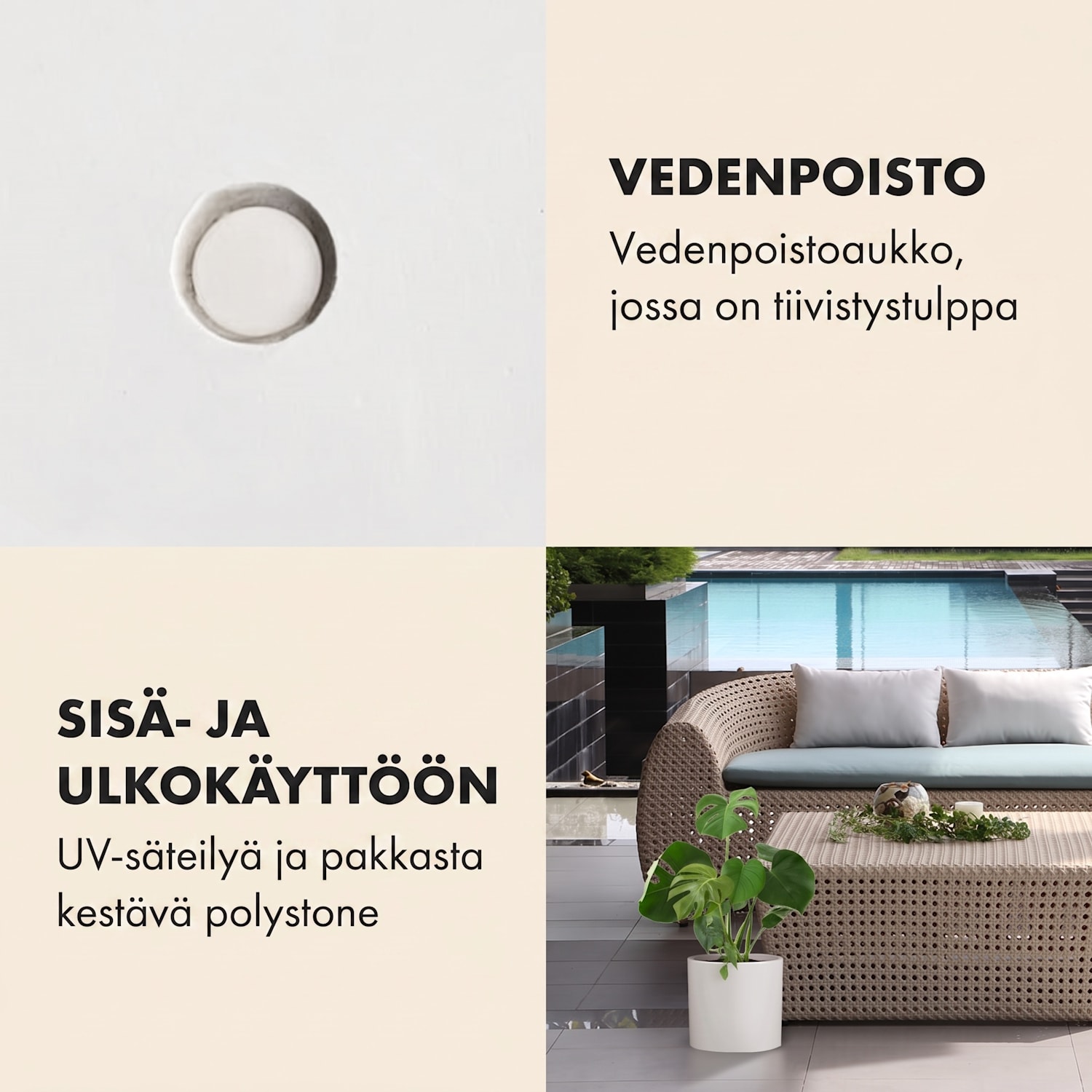 Venlo kukkaruukku polystone sisälle ja ulos 3 kokoa M (Ø 25,4 cm) | Valkoinen