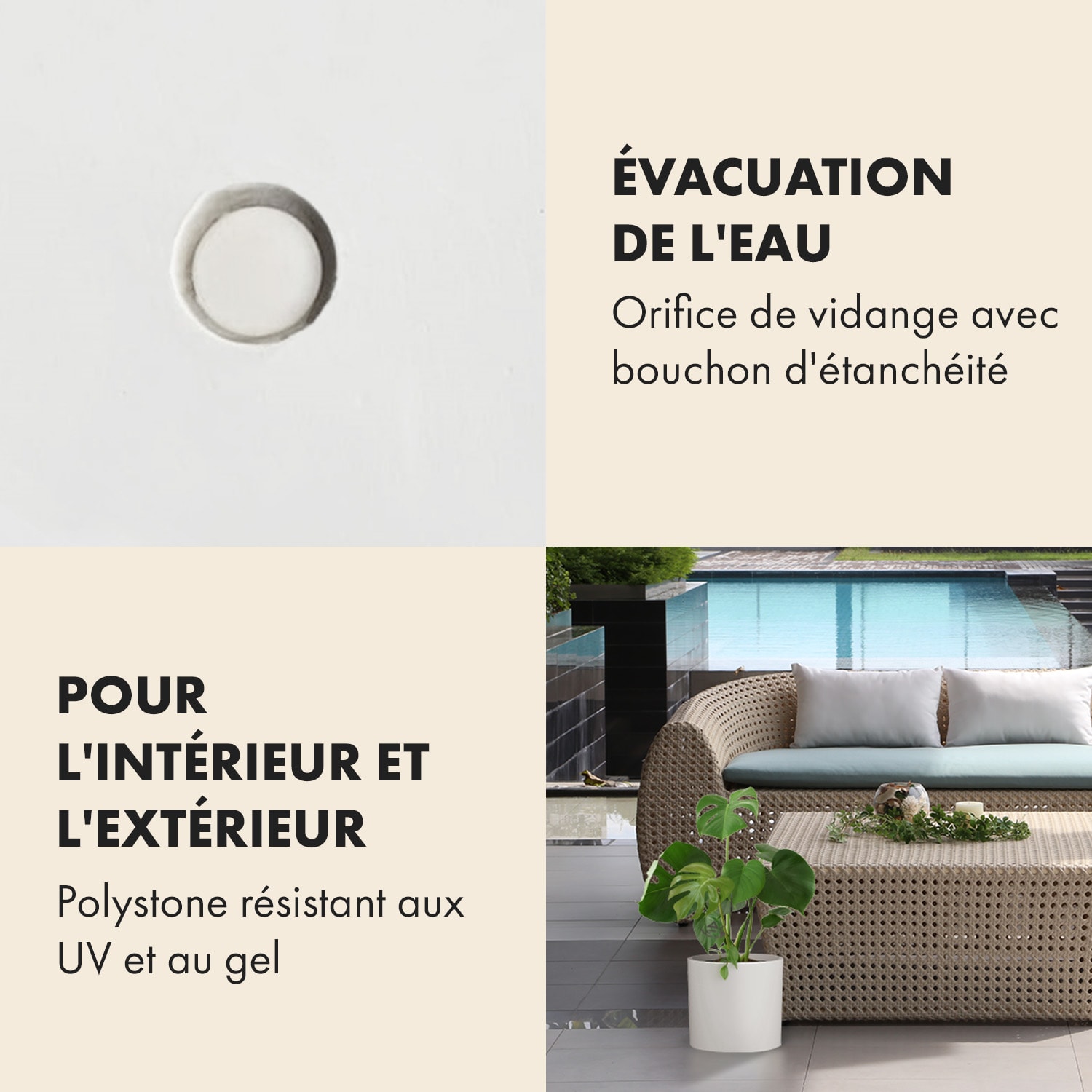 Pot de fleurs Venlo polystone intérieur et extérieur 3 tailles