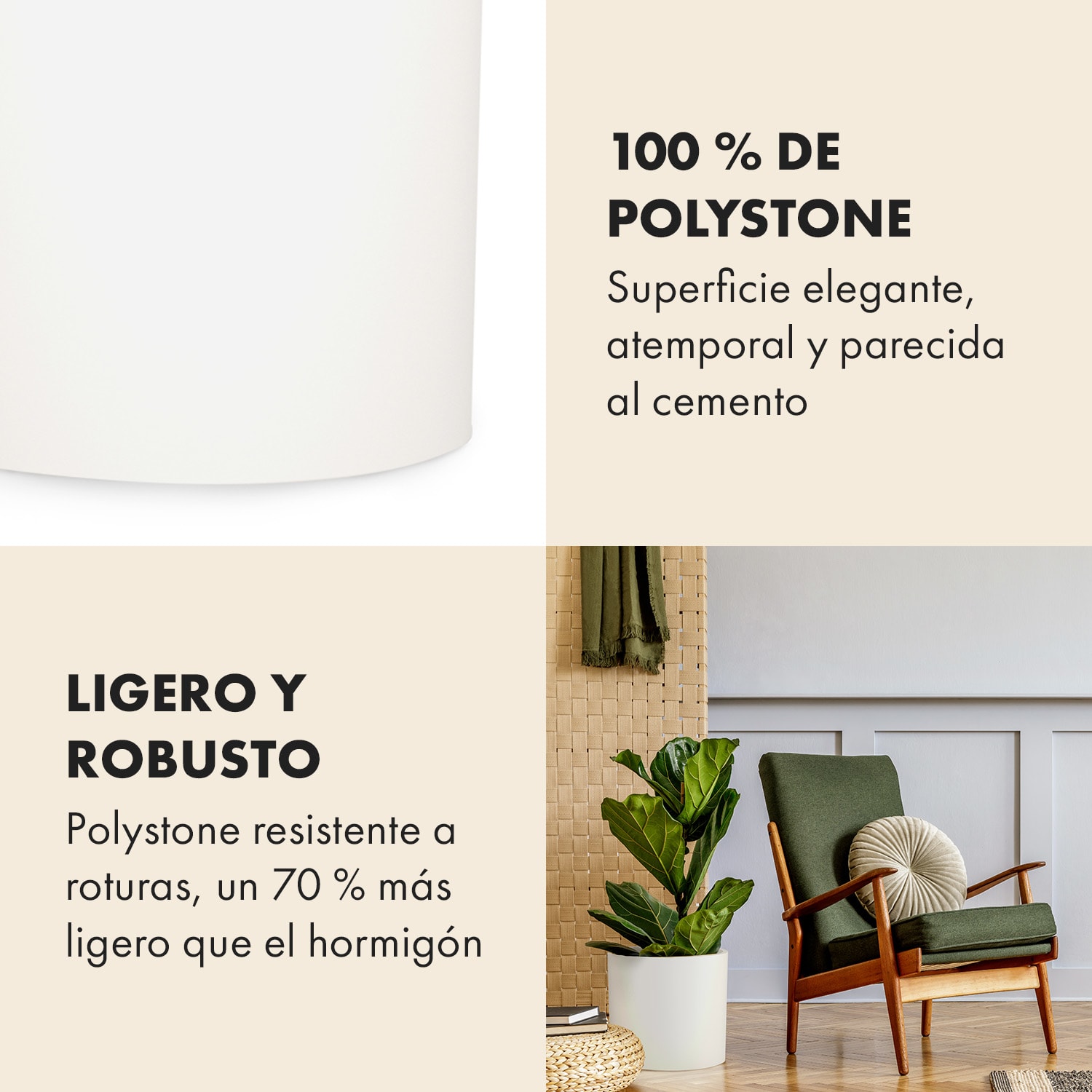 Maceta Venlo de polystone para interior y exterior 3 tamaños 