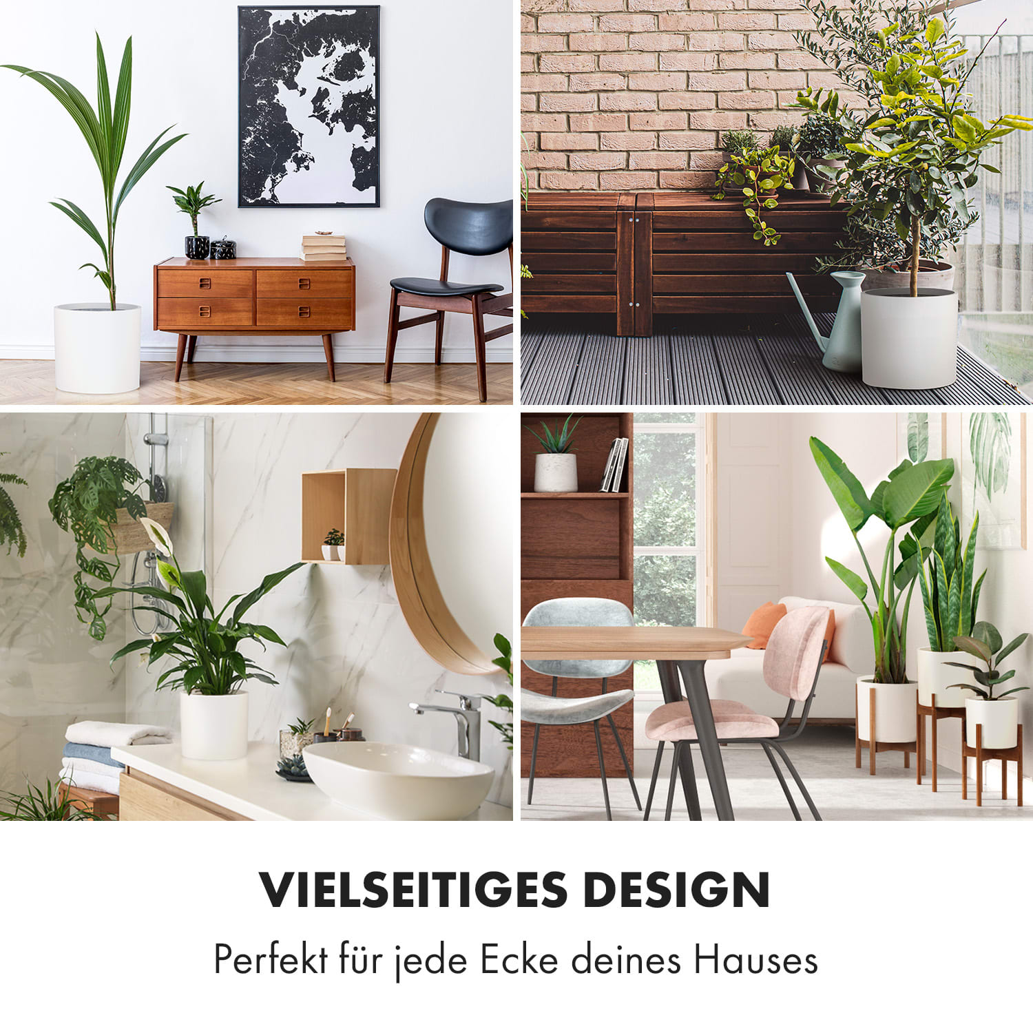 Gendt Pflanztopf Übertopf 3er-Set 3 Größen S/M/L Faserstein In/Outdoor 