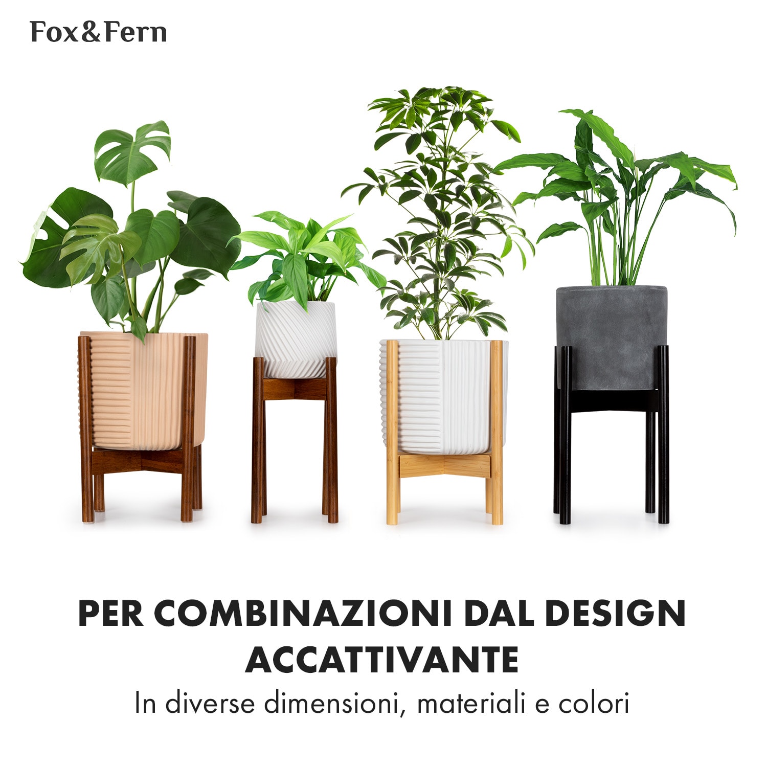 Fioriera, vaso per piante, fiberstone, interni/esterni M (Ø 25,4 cm) | Nero