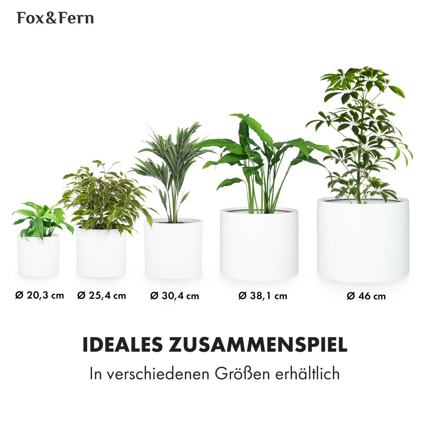 Gendt Pflanztopf Übertopf Faserstein In/Outdoor M (Ø 25,4 cm) | Weiß