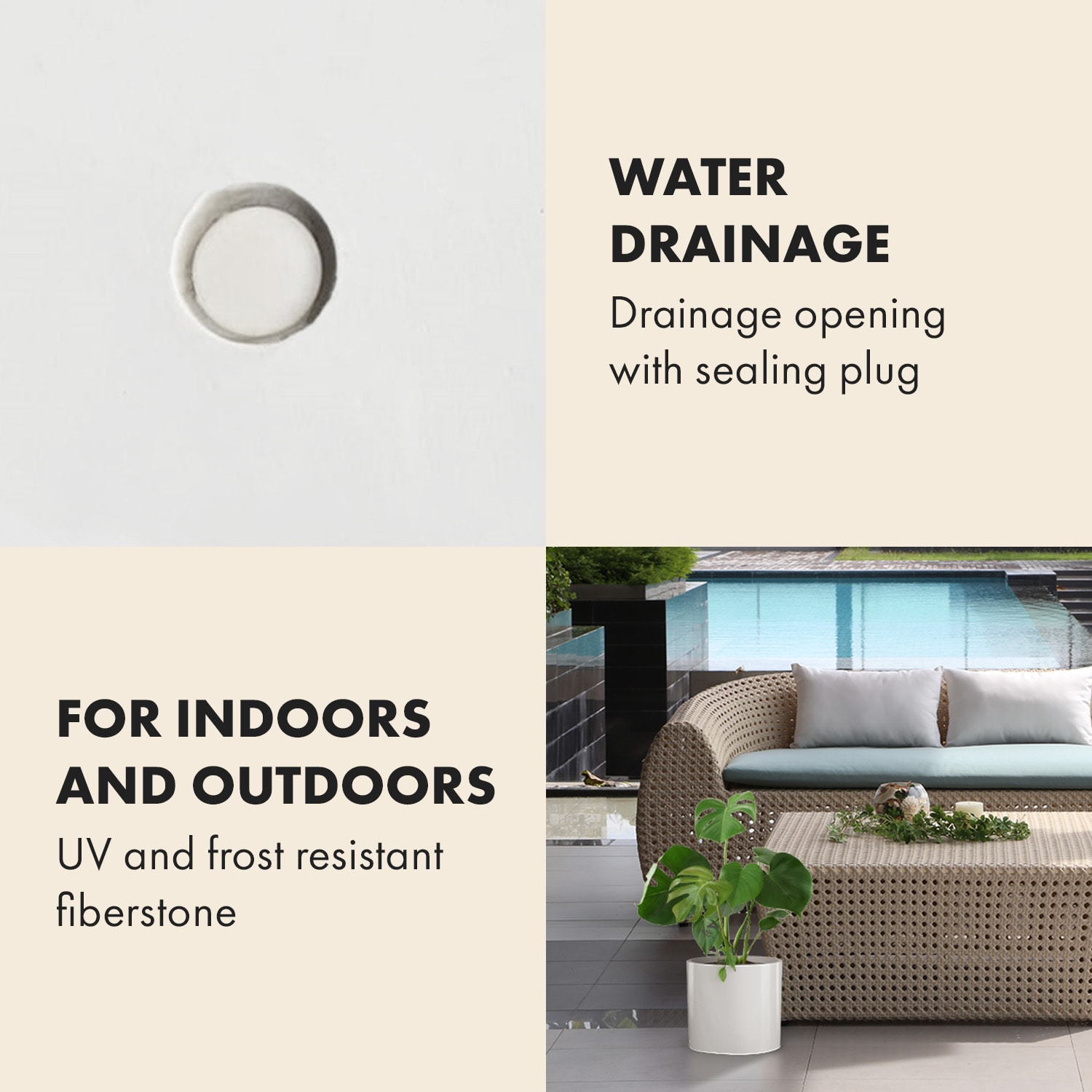 Gendt, kvetináč, fiberstone, interiér/exteriér M (Ø 25,4 cm) | biela lesklá