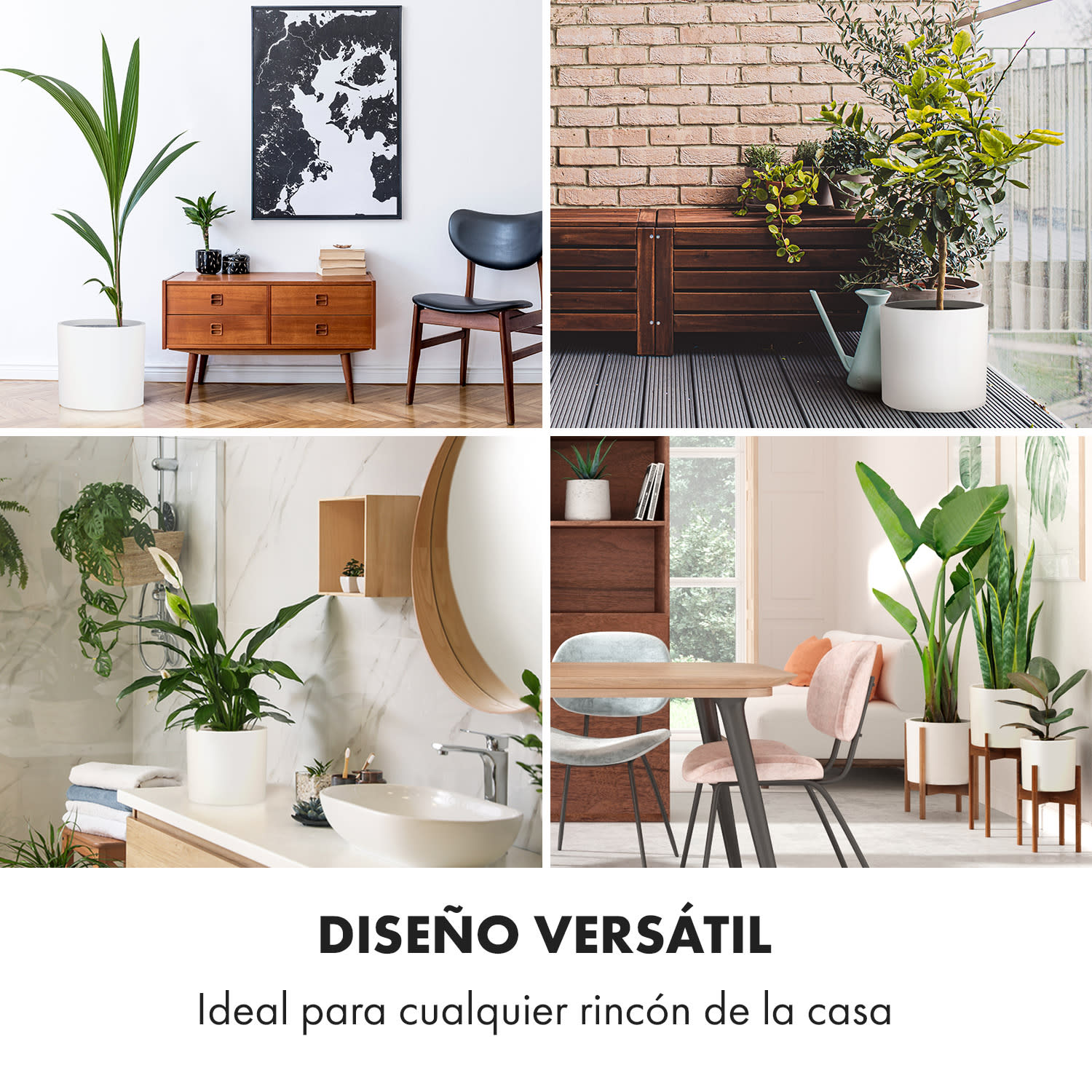 Maceta/macetero de piedra de fibra interior/exterior L (Ø 30,48 cm) | Blanco