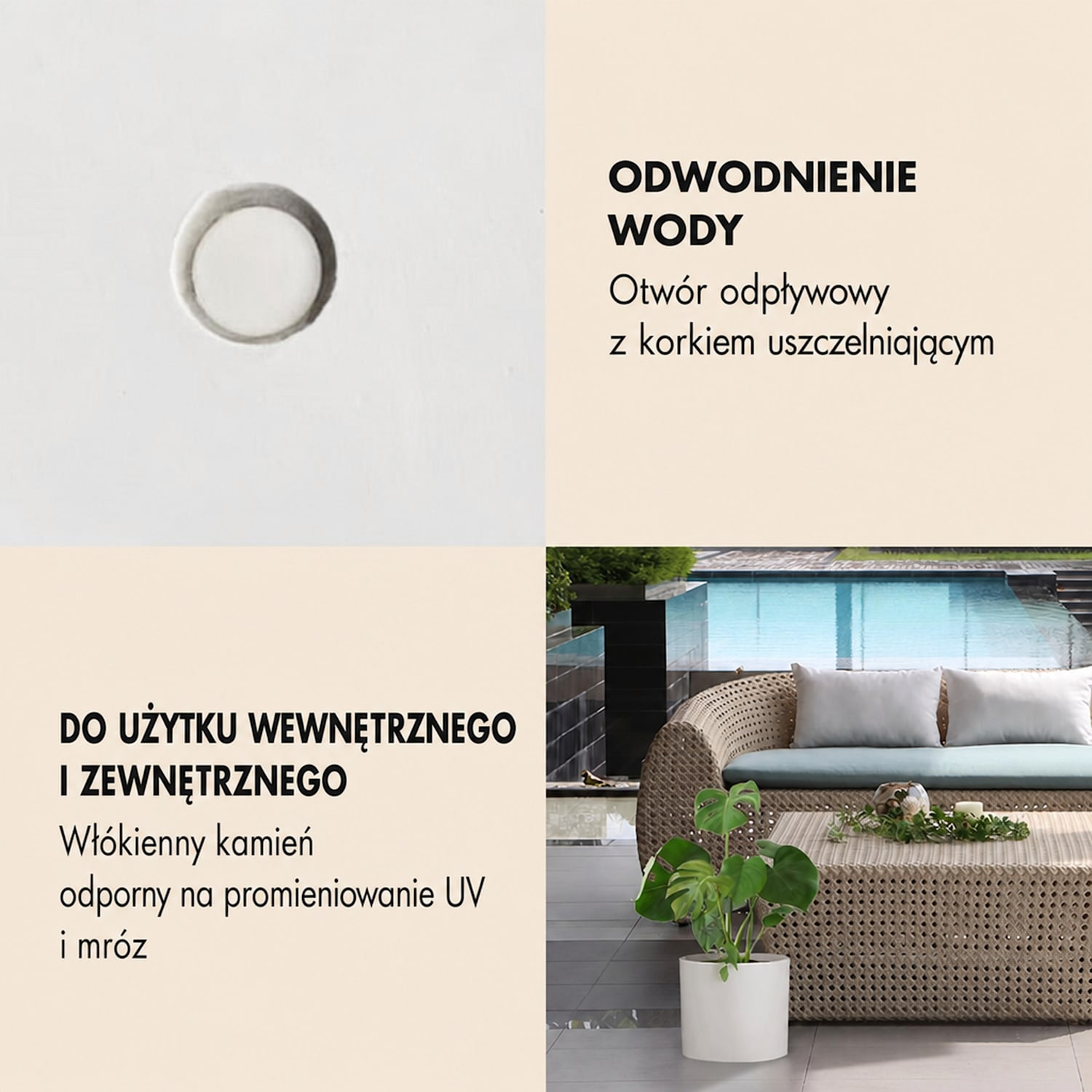Gendt, doniczka, osłonka na doniczkę, kamień włóknisty, in/outdoor L (Ø 30,48 cm) | Biały