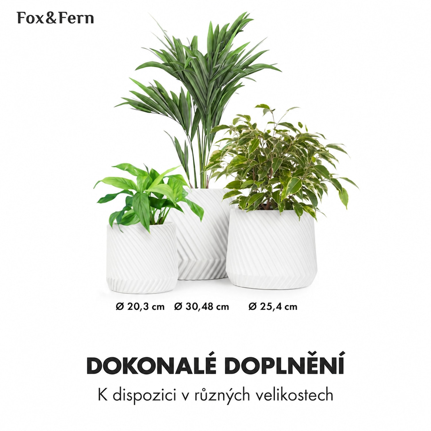 Heusden, květináč, Polystone, vhodný pro rostliny, ruční výroba S (Ø 20,3 cm) | Bílá