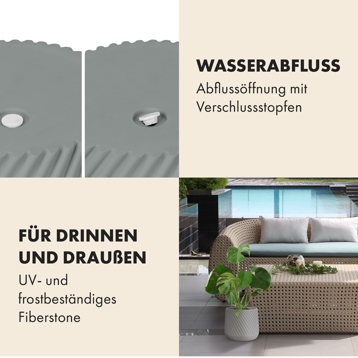 Pot de fleurs Heusden fait à la main, en polystone respectueux des plantes. 